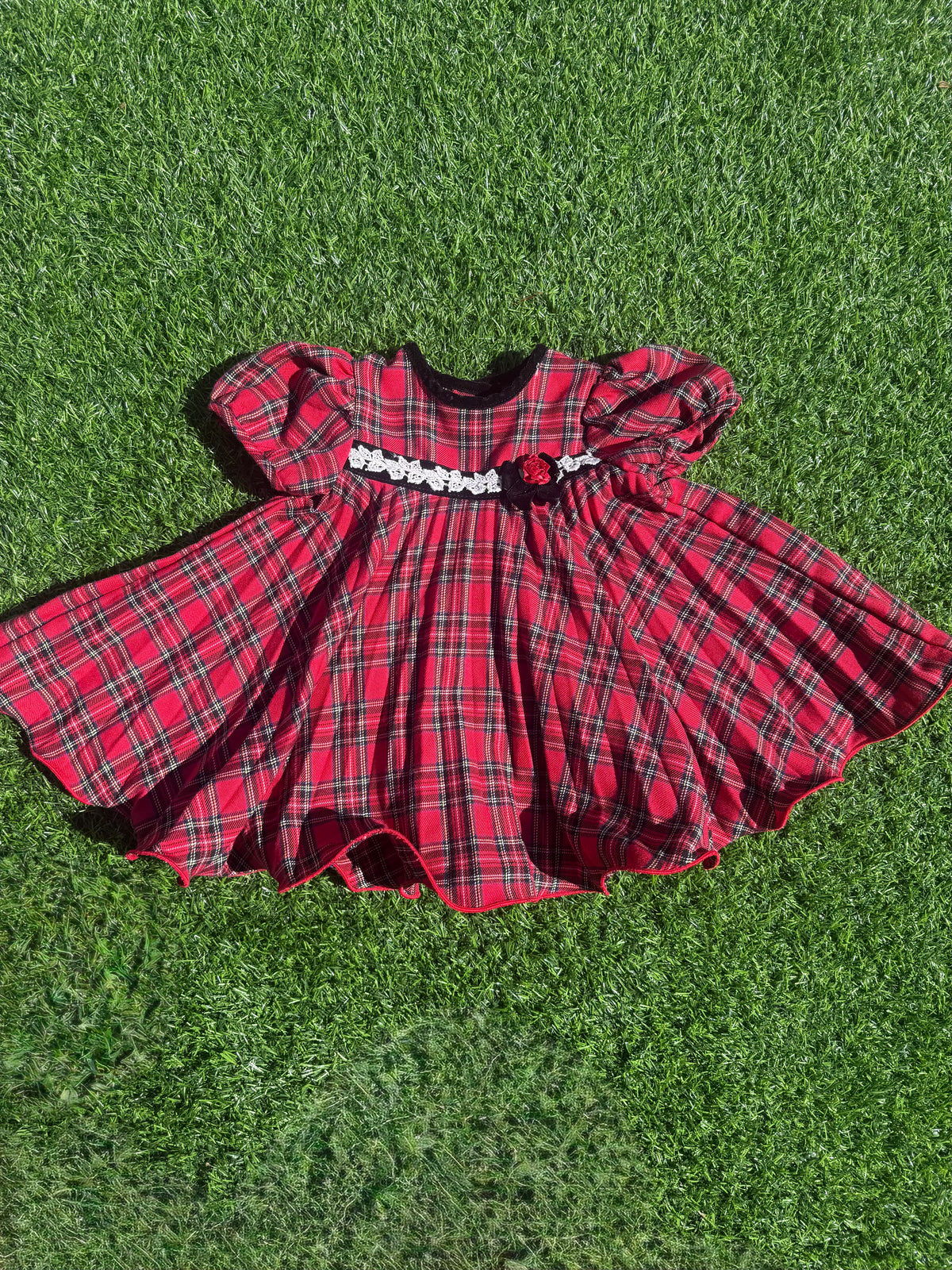Tartan Rose Holiday Baby Dress 🌹🎄