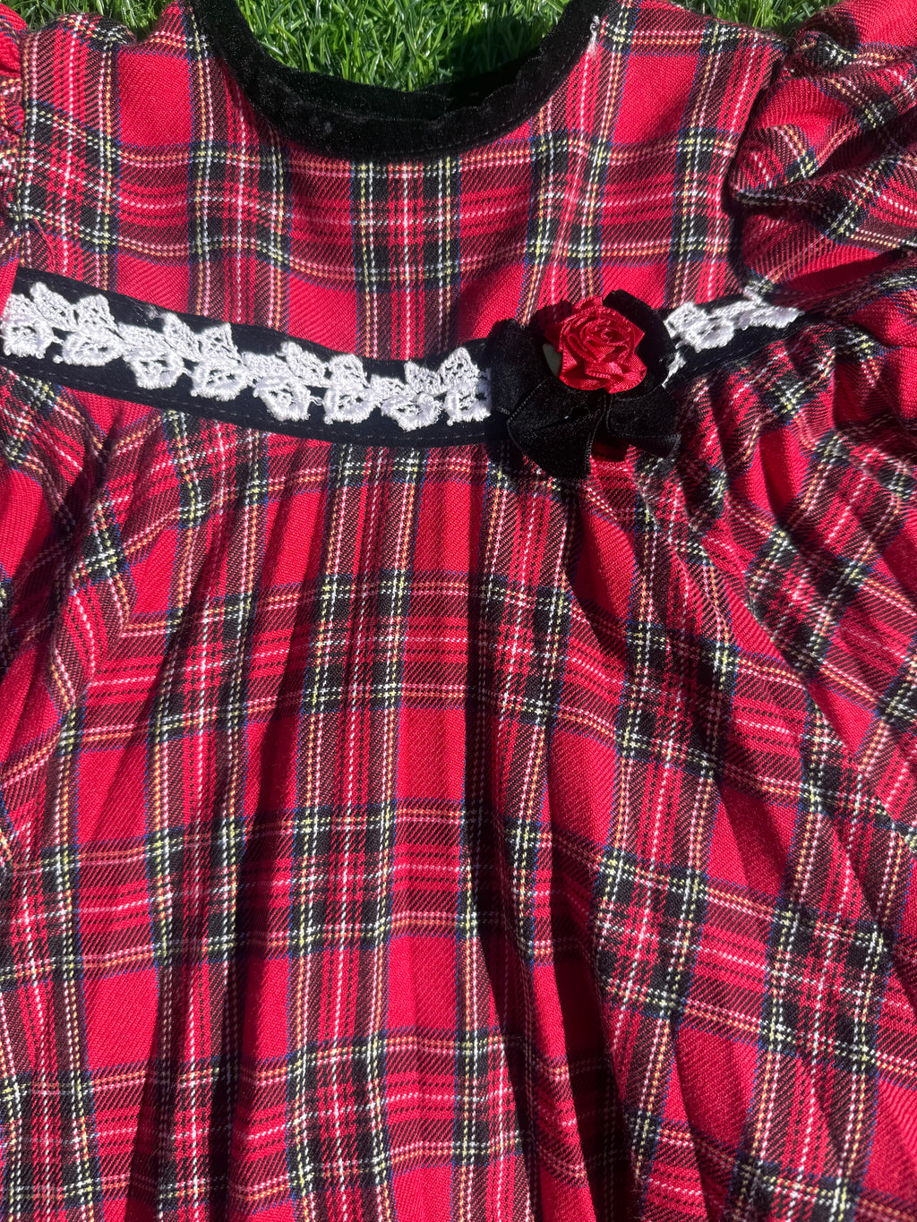 Tartan Rose Holiday Baby Dress 🌹🎄