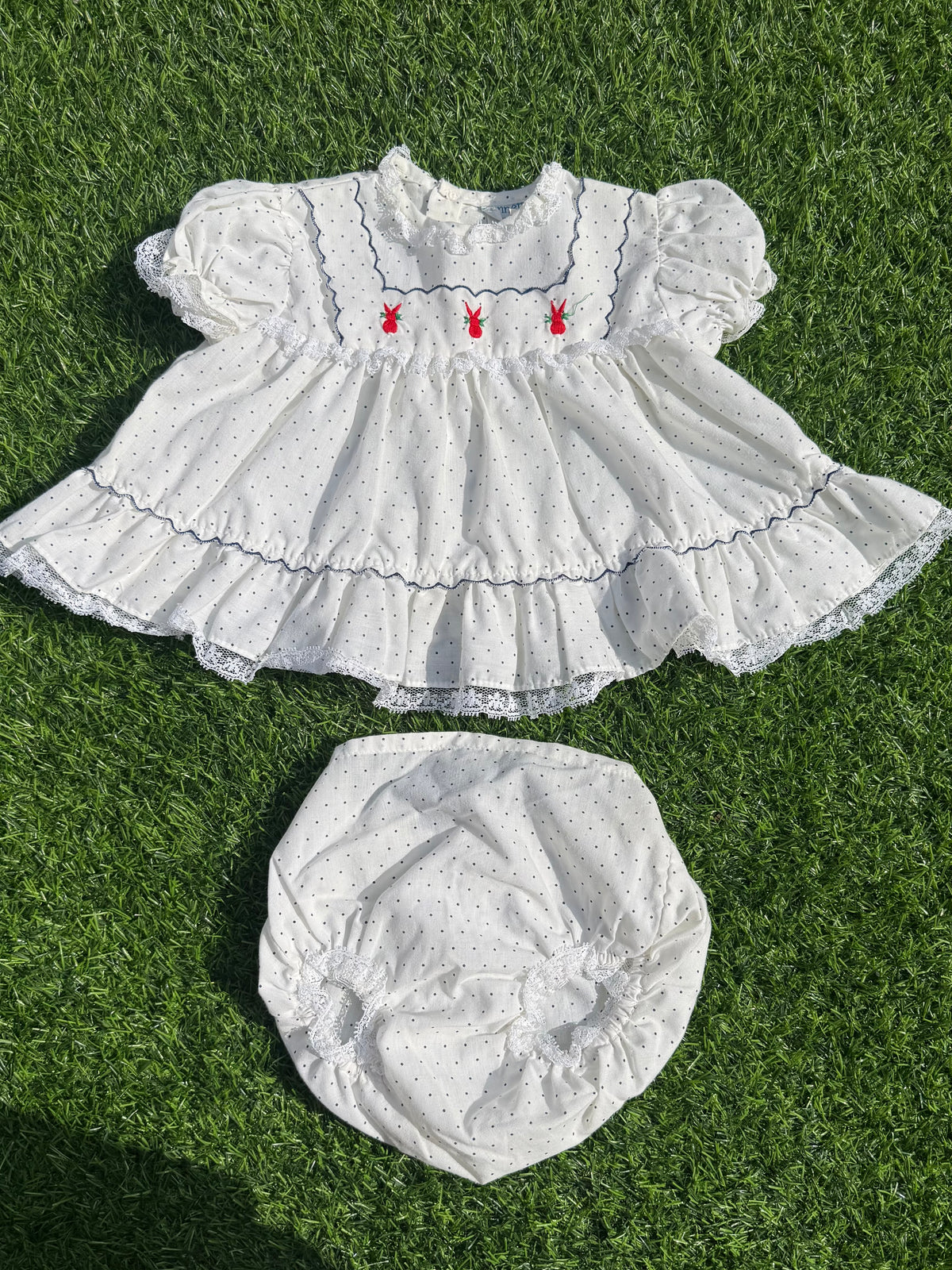 Little Polka Dot Baby Dress & Bloomers 💙♥️