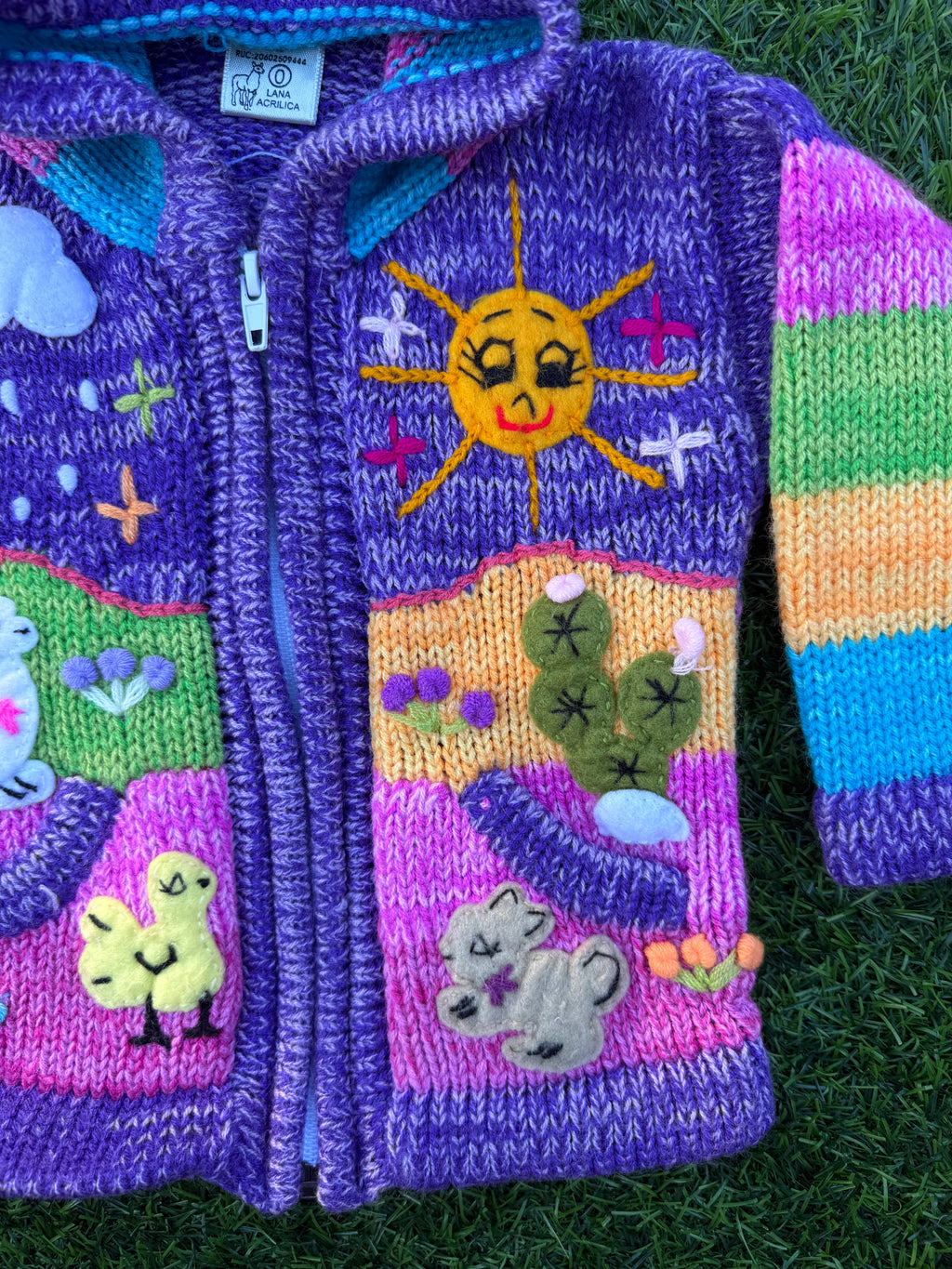 Peruvian Fairy Garden Baby Sweater 🦙🌈