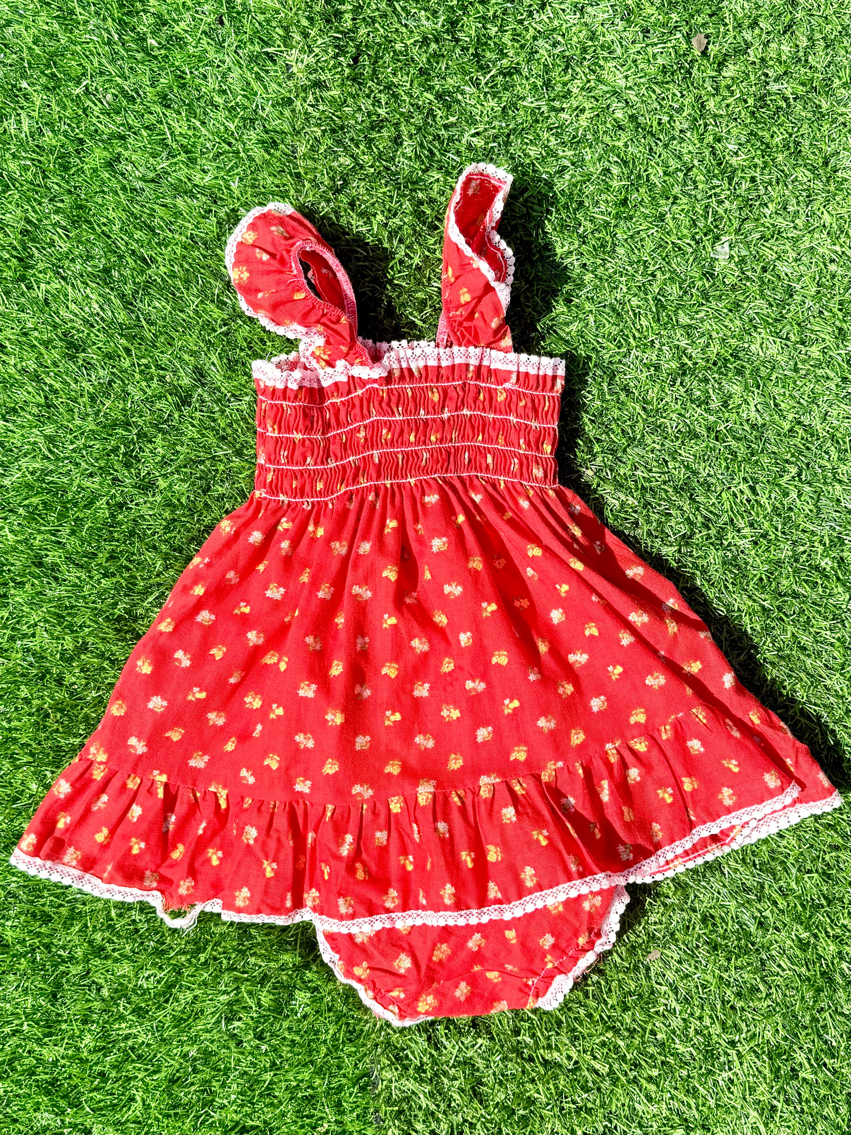 Scarlet Wildflower Baby Dress & Bloomers