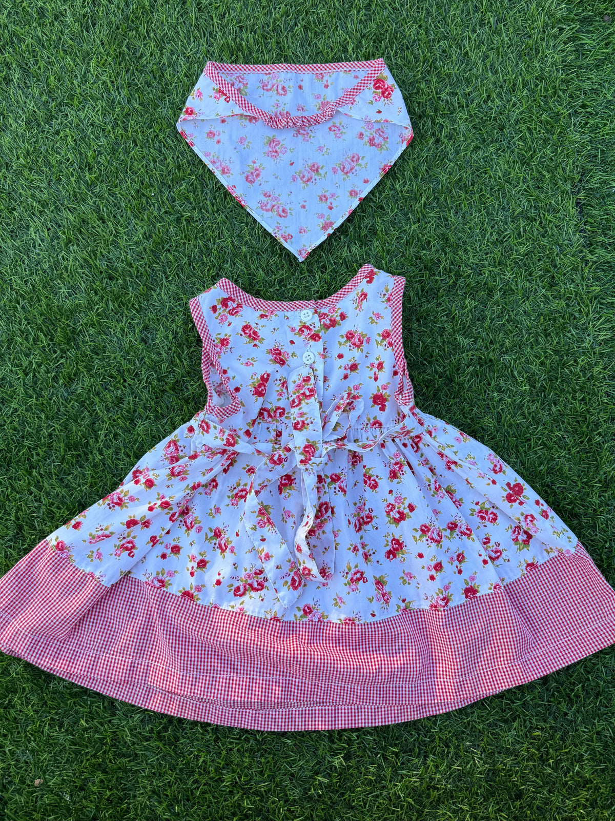 Rose Picnic Baby Dress & Head Handkerchief 🌹🧺