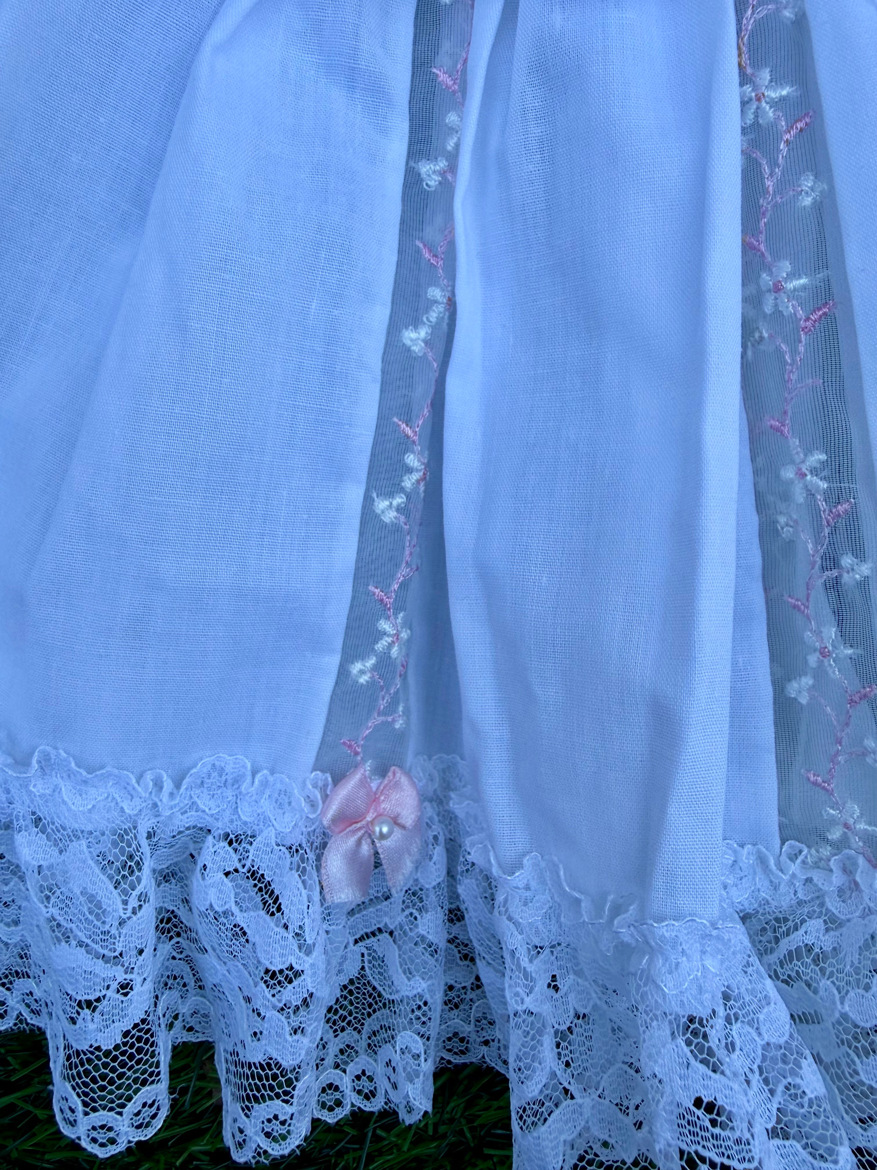 Handmade Pink Ribbon Lace Three-Piece Baby Set