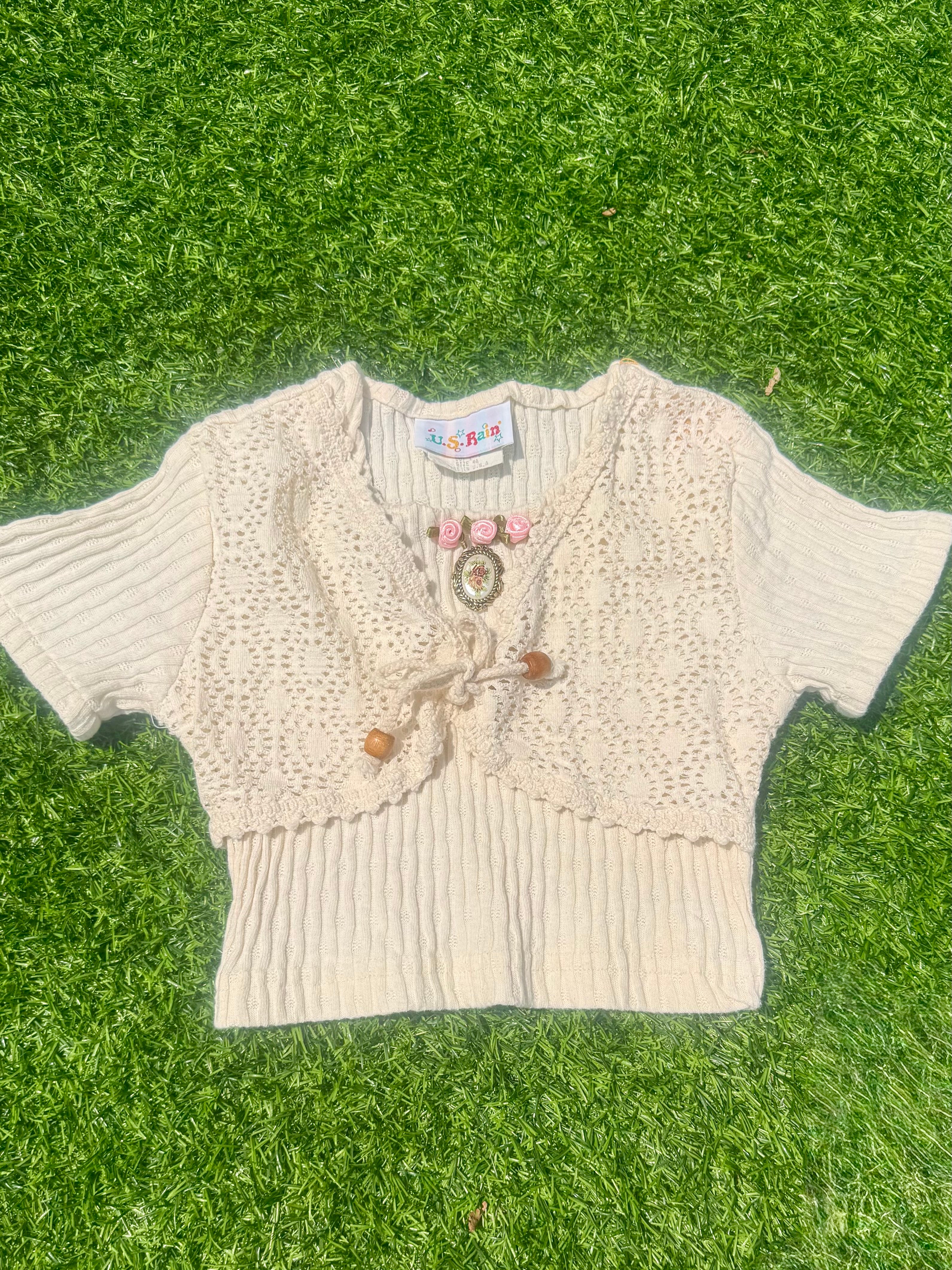 Vintage Cottage Rose Baby Top