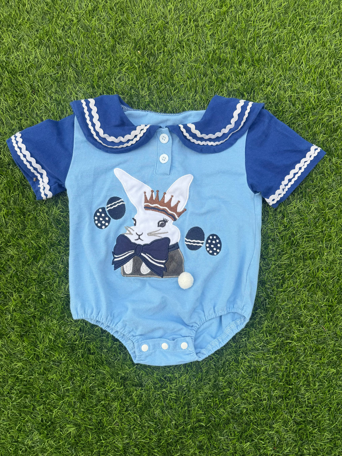 Bunny Print Vintage Baby Romper 🐰