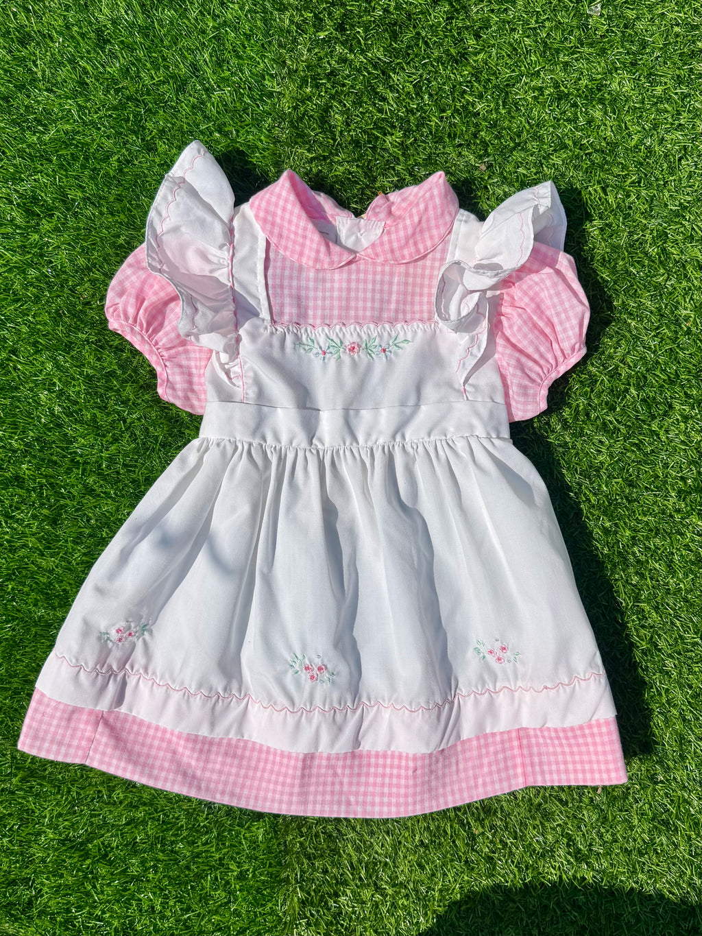 Pink Gingham Garden Baby Dress