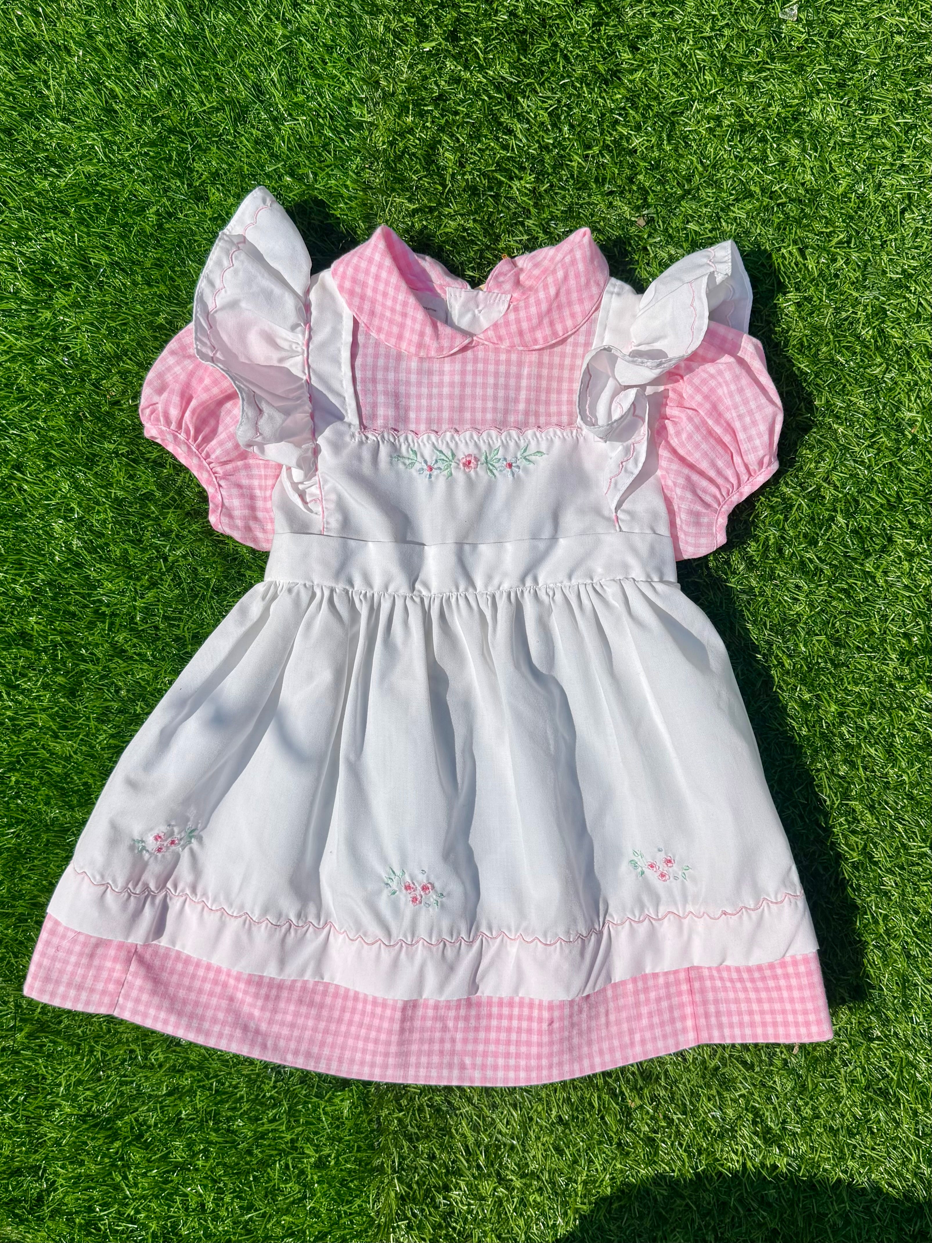 Pink Gingham Garden Baby Dress