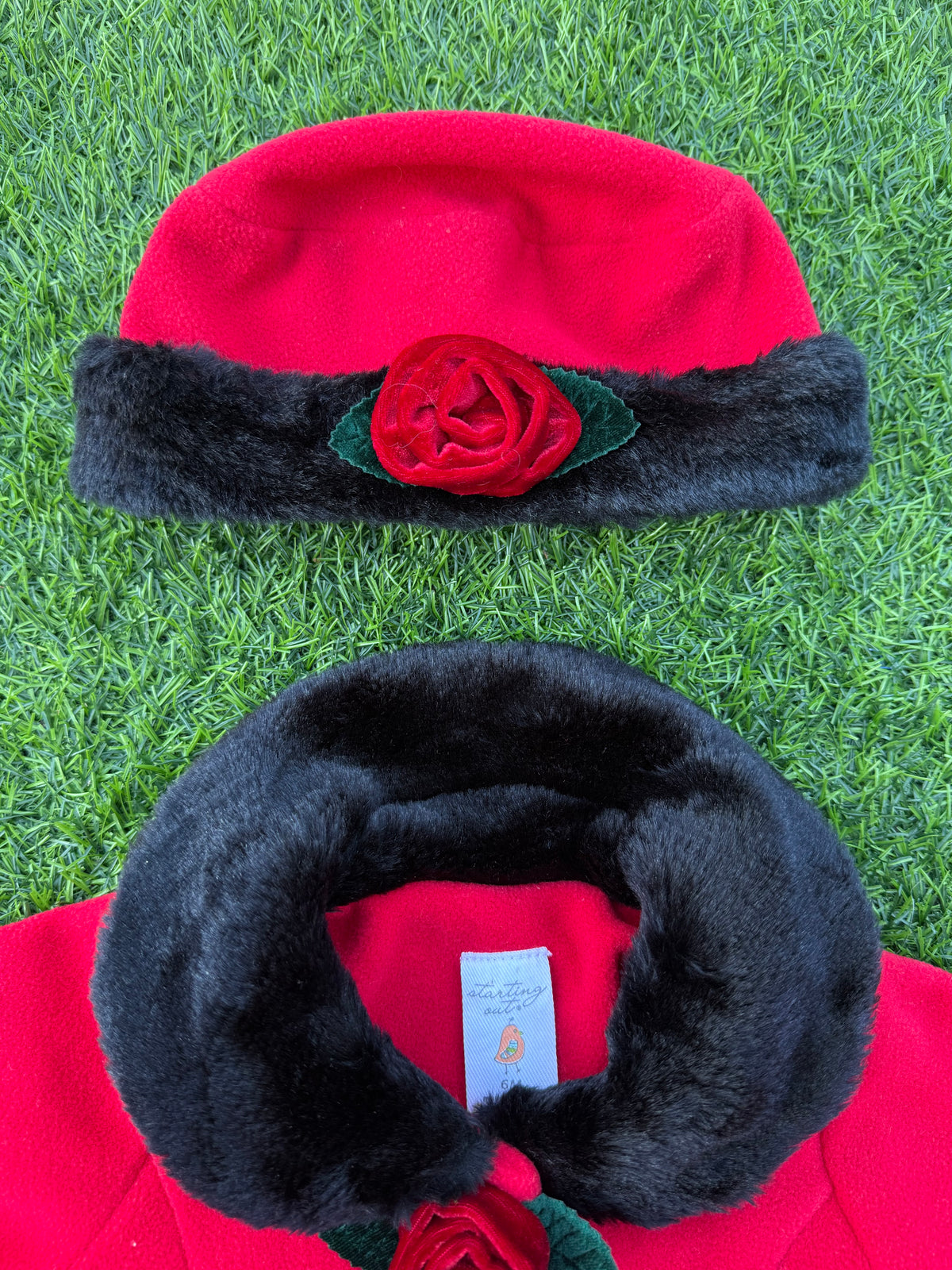 Winter Rose Baby Coat & Hat Set 🌹🖤