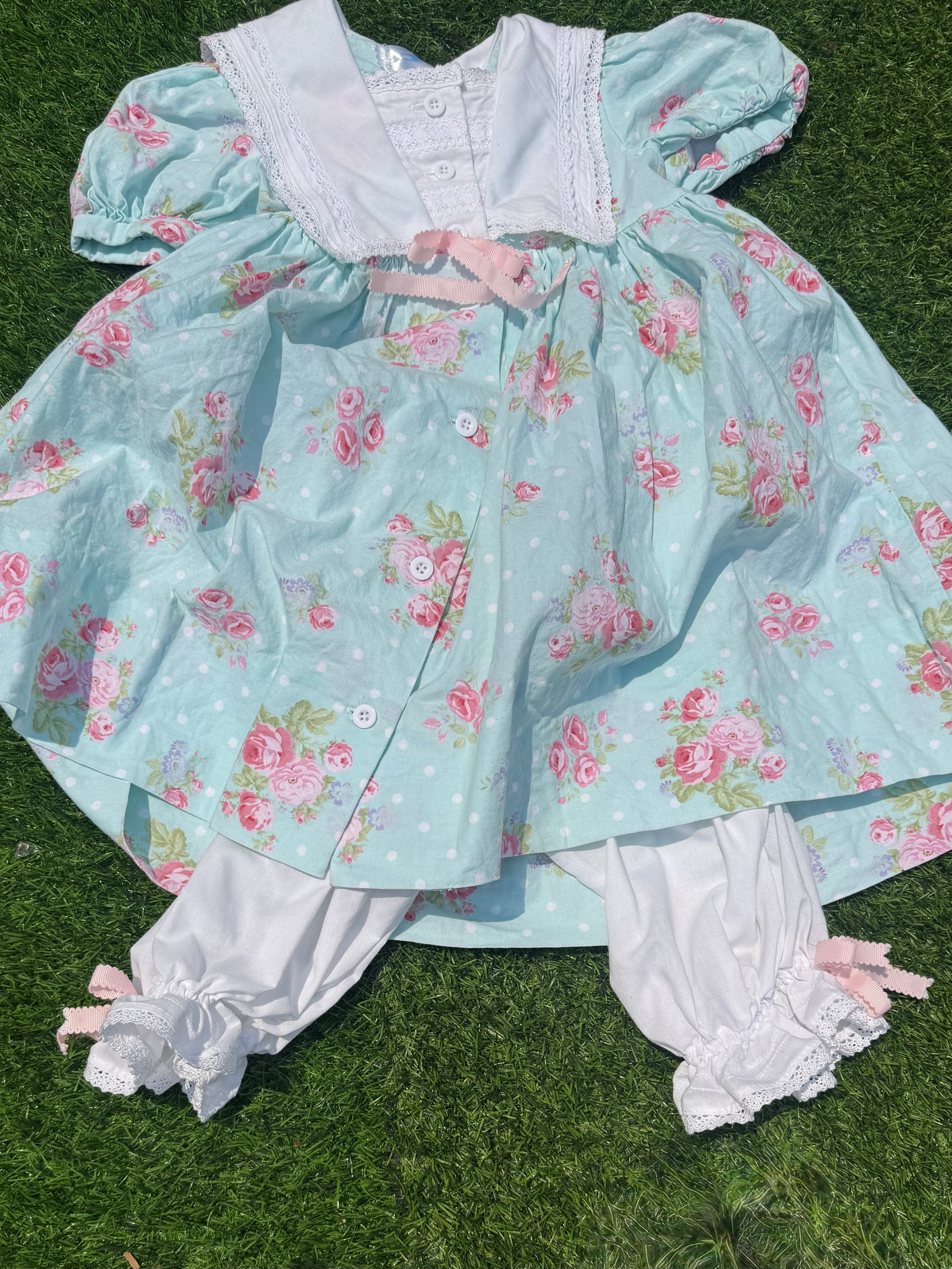Sky Rose Baby Dress & Bloomers Set
