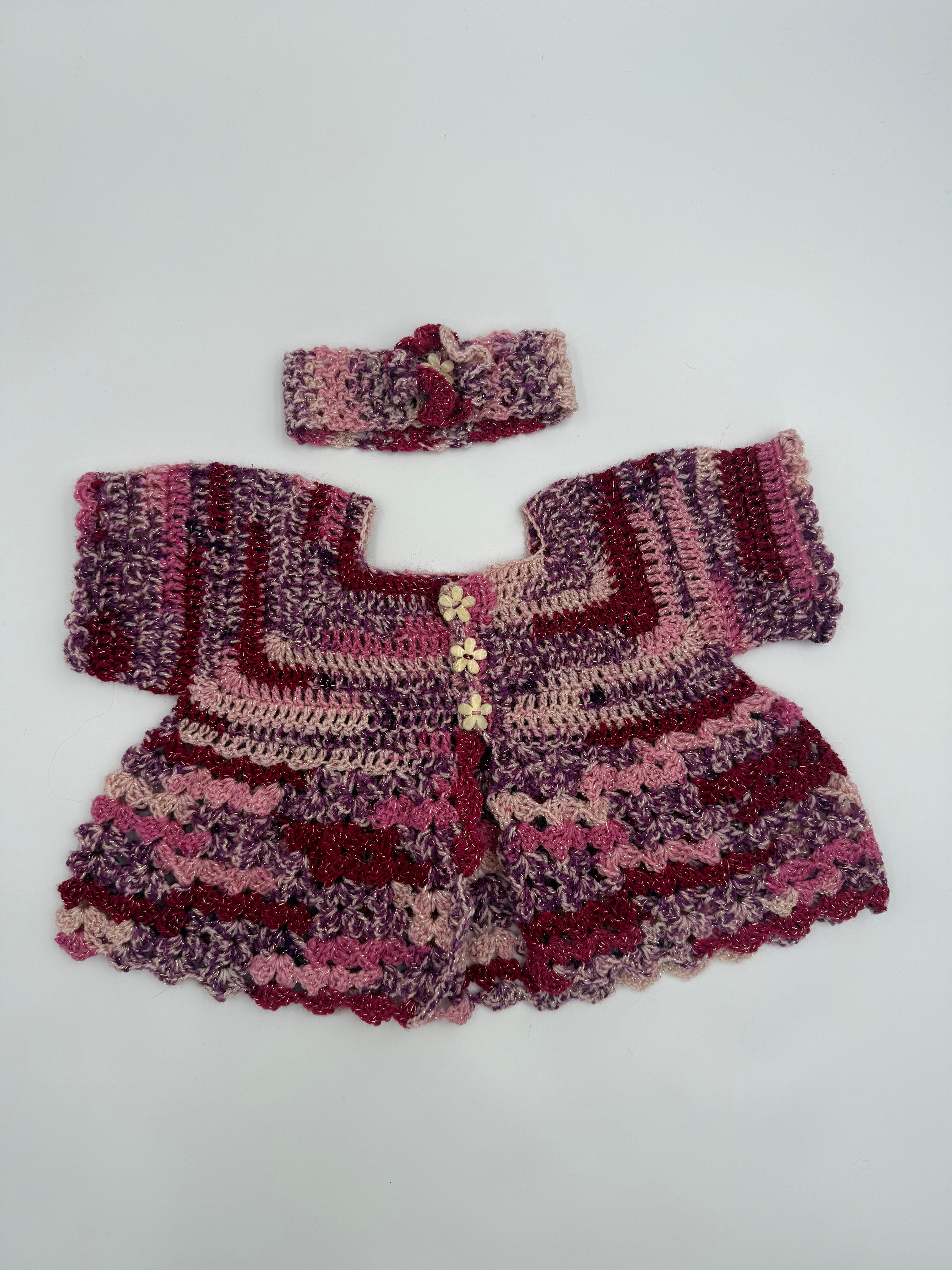 Berry Blossom Handmade Baby Sweater Set