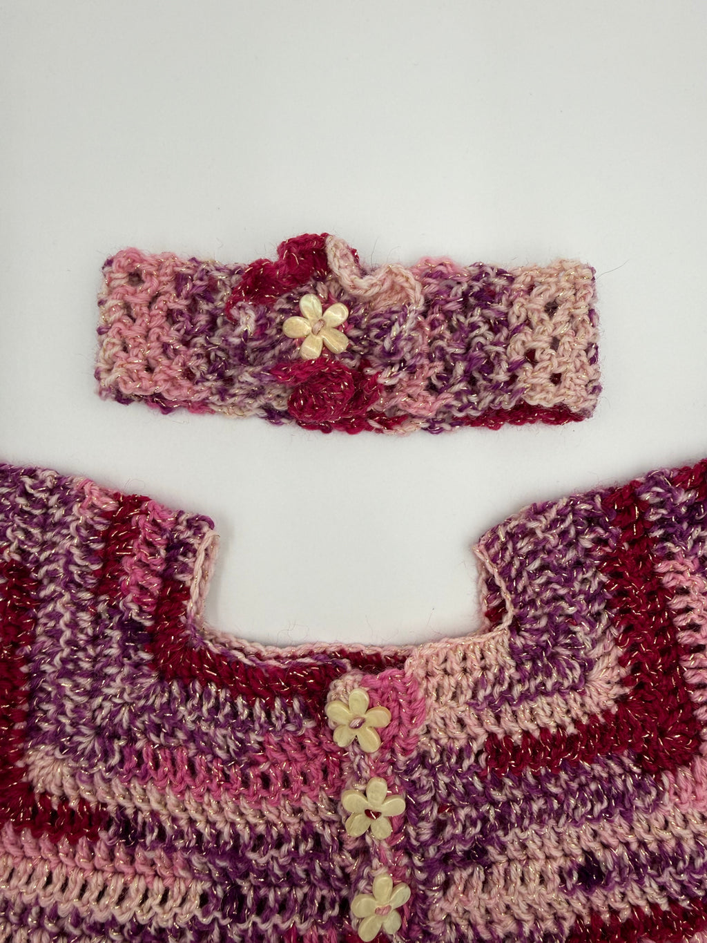 Berry Blossom Handmade Baby Sweater Set