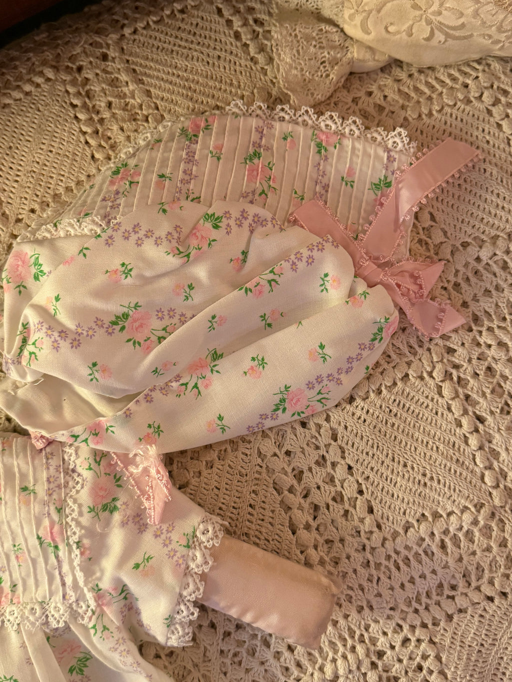 1980s Jacobson's Floral Bonnet & Dress Set