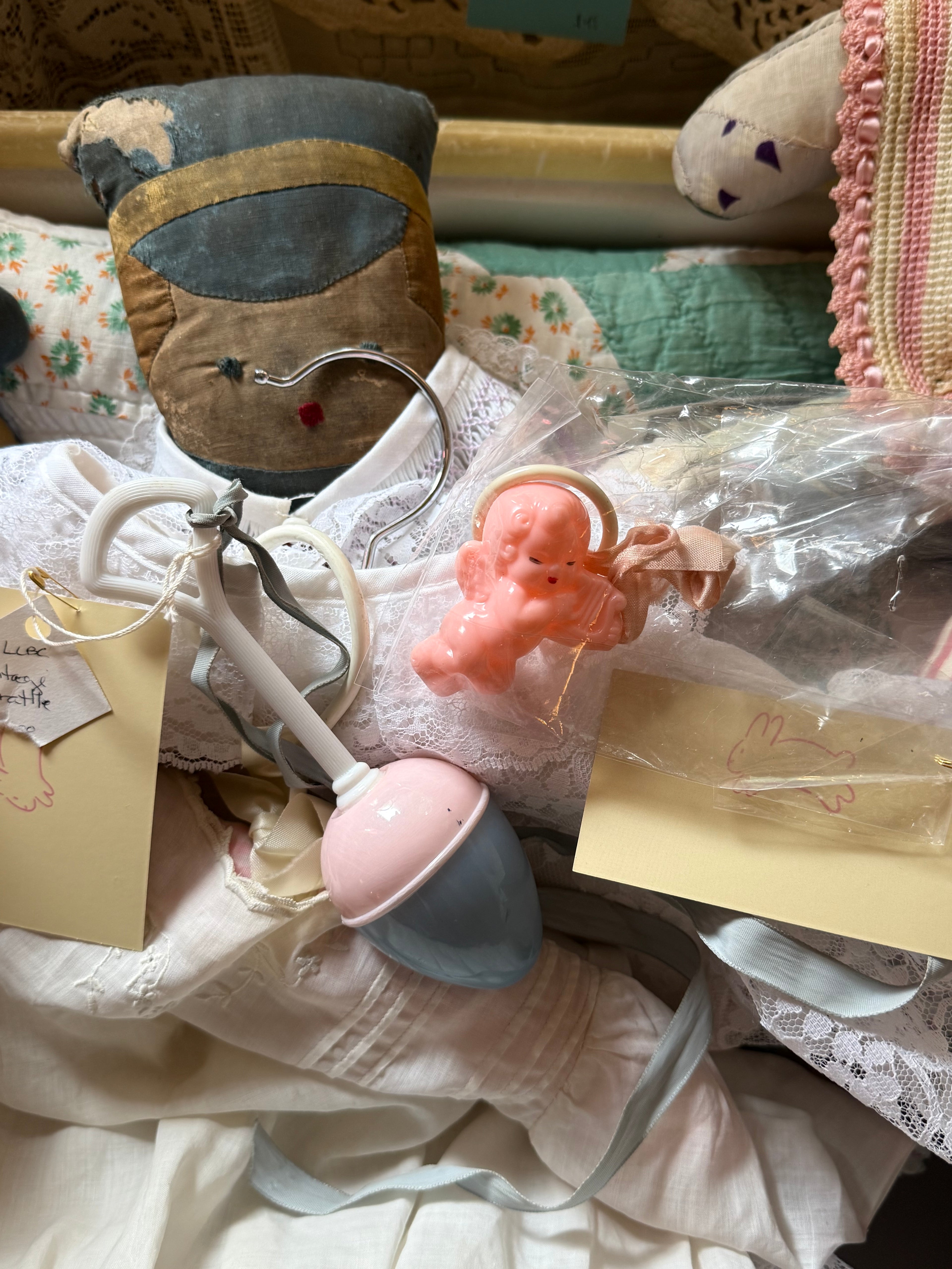 1940s Blue & Pink Vintage Baby Rattle