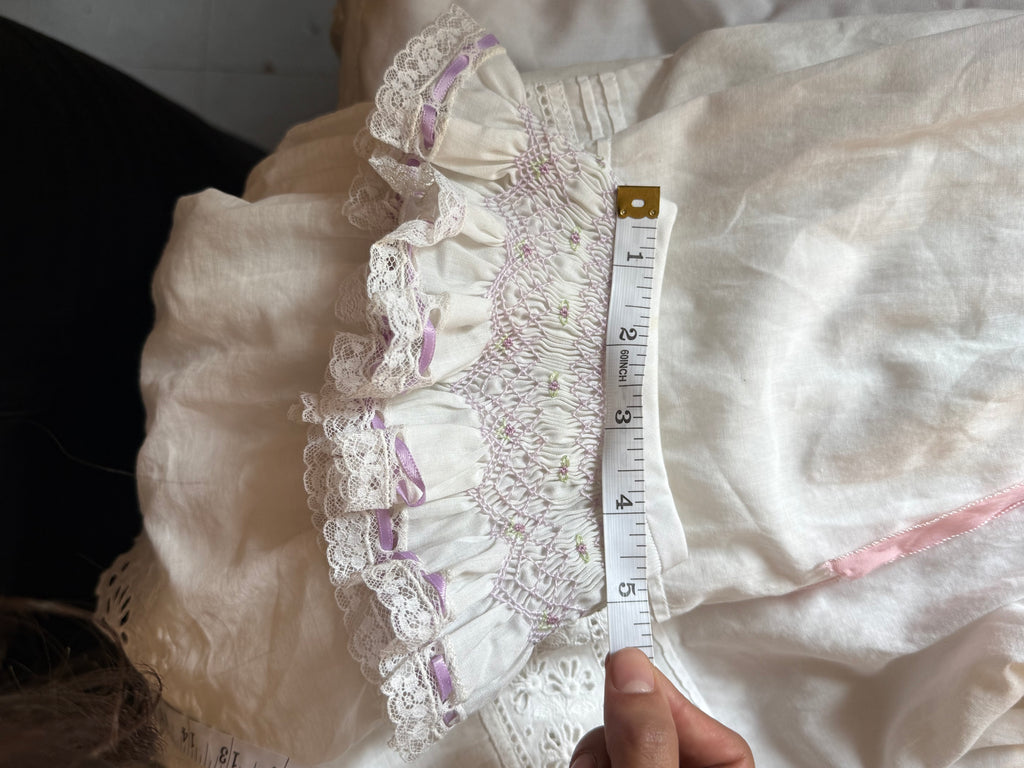 Vintage Lavender Smocked Baby Collar