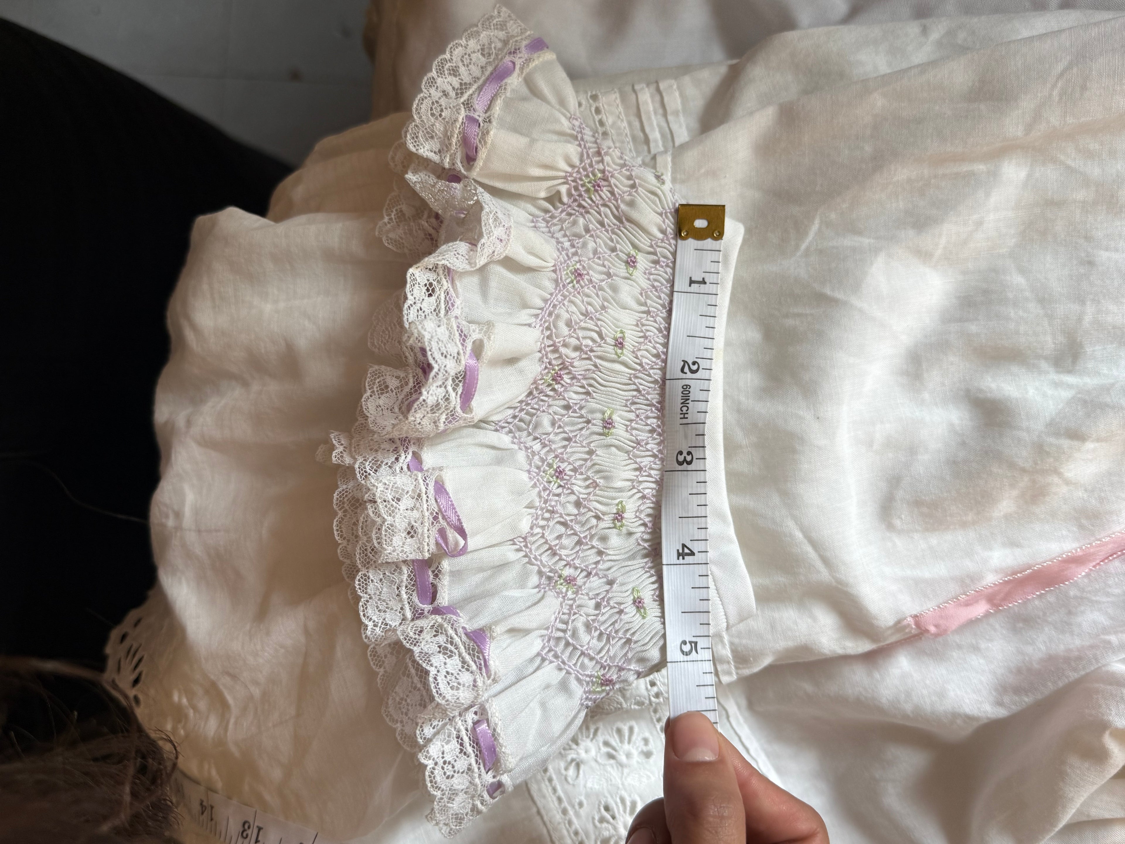 Vintage Lavender Smocked Baby Collar