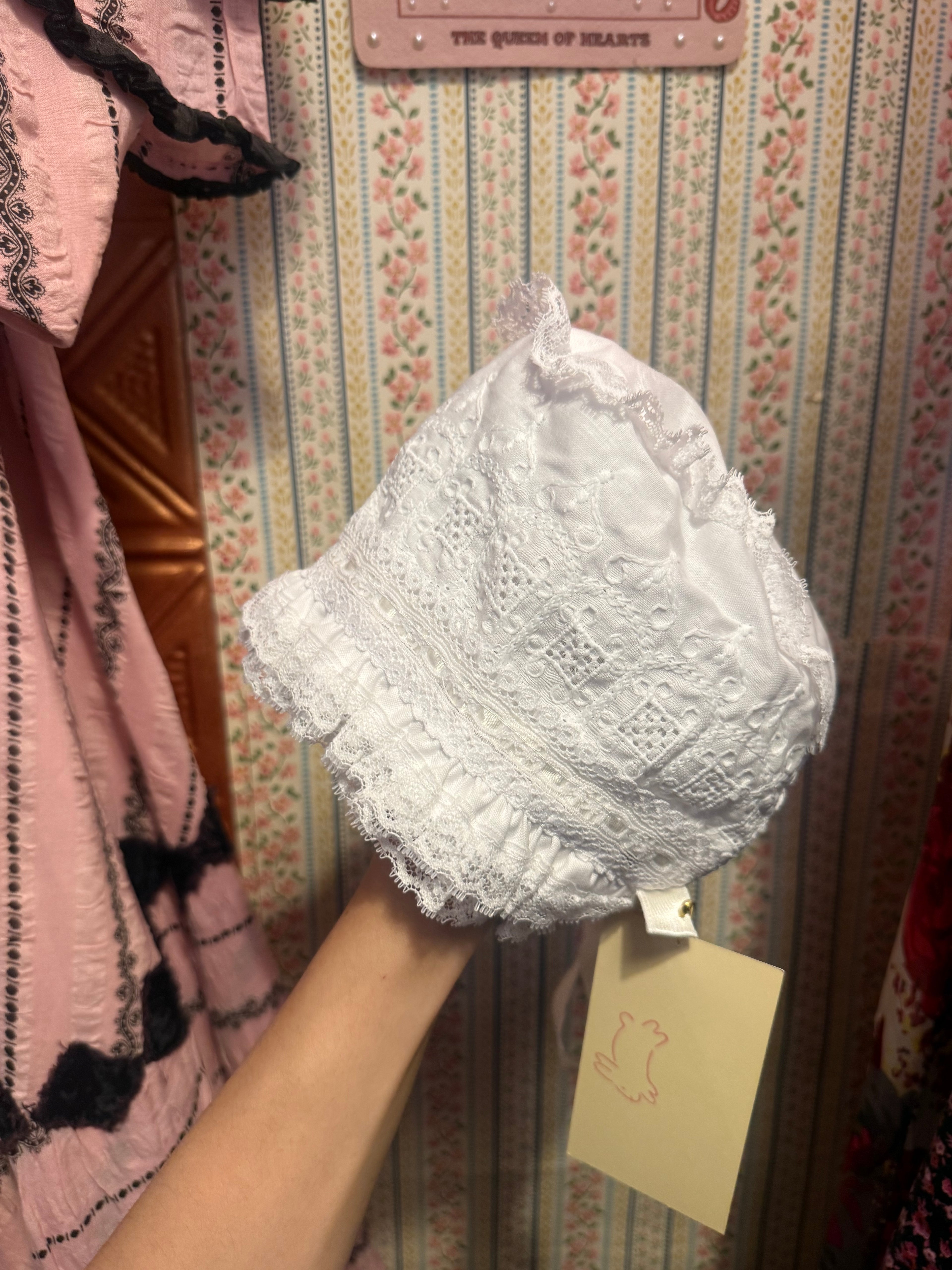Victorian Angel's Lace Baby Bonnet