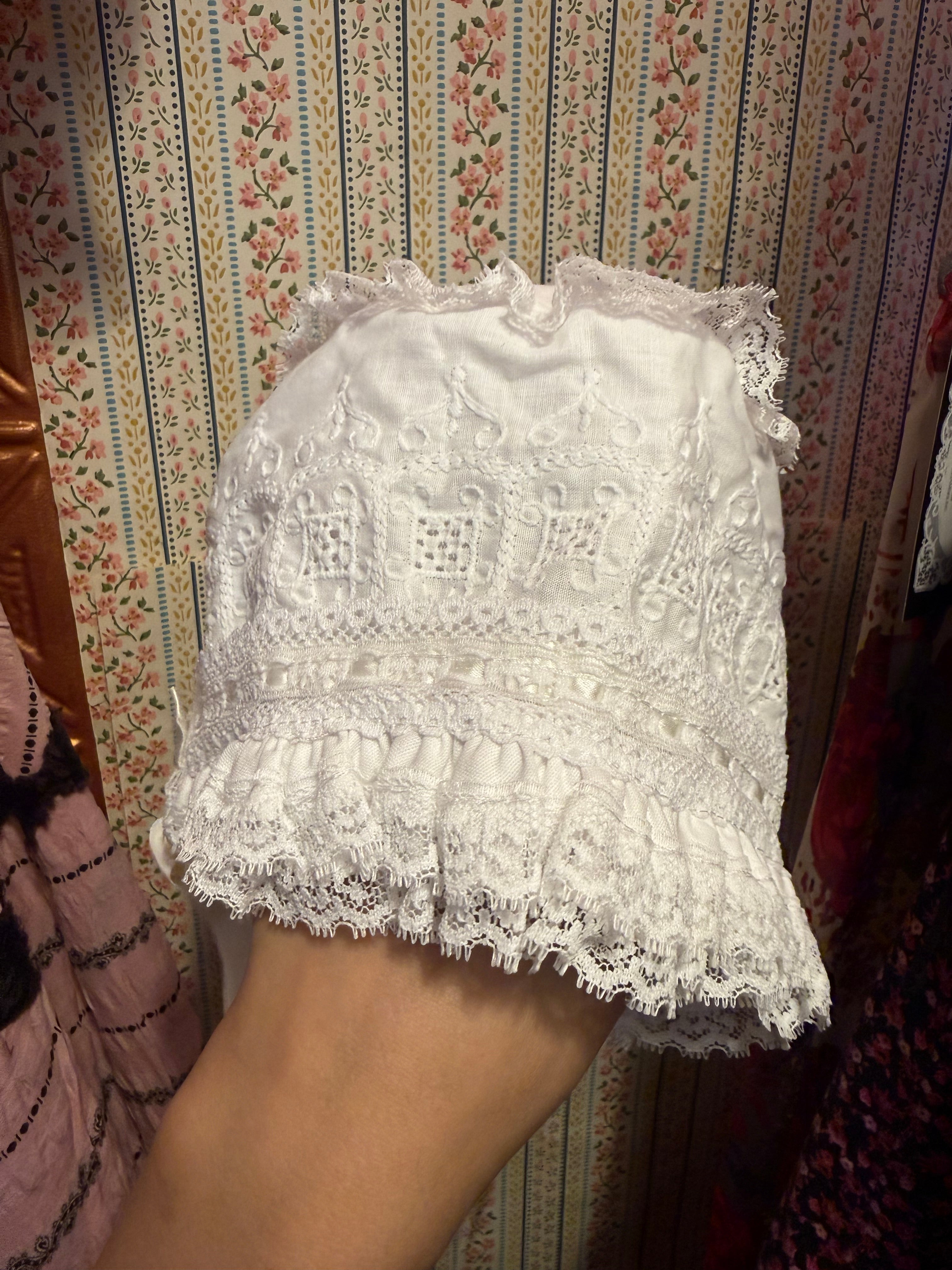 Victorian Angel's Lace Baby Bonnet