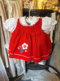 1960s-1970s Red Velvet Three-Piece Baby Set