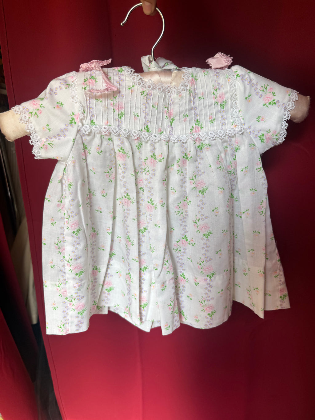 1980s Jacobson's Floral Bonnet & Dress Set