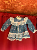 1980s Blue Floral Gunne Sax Baby Dress
