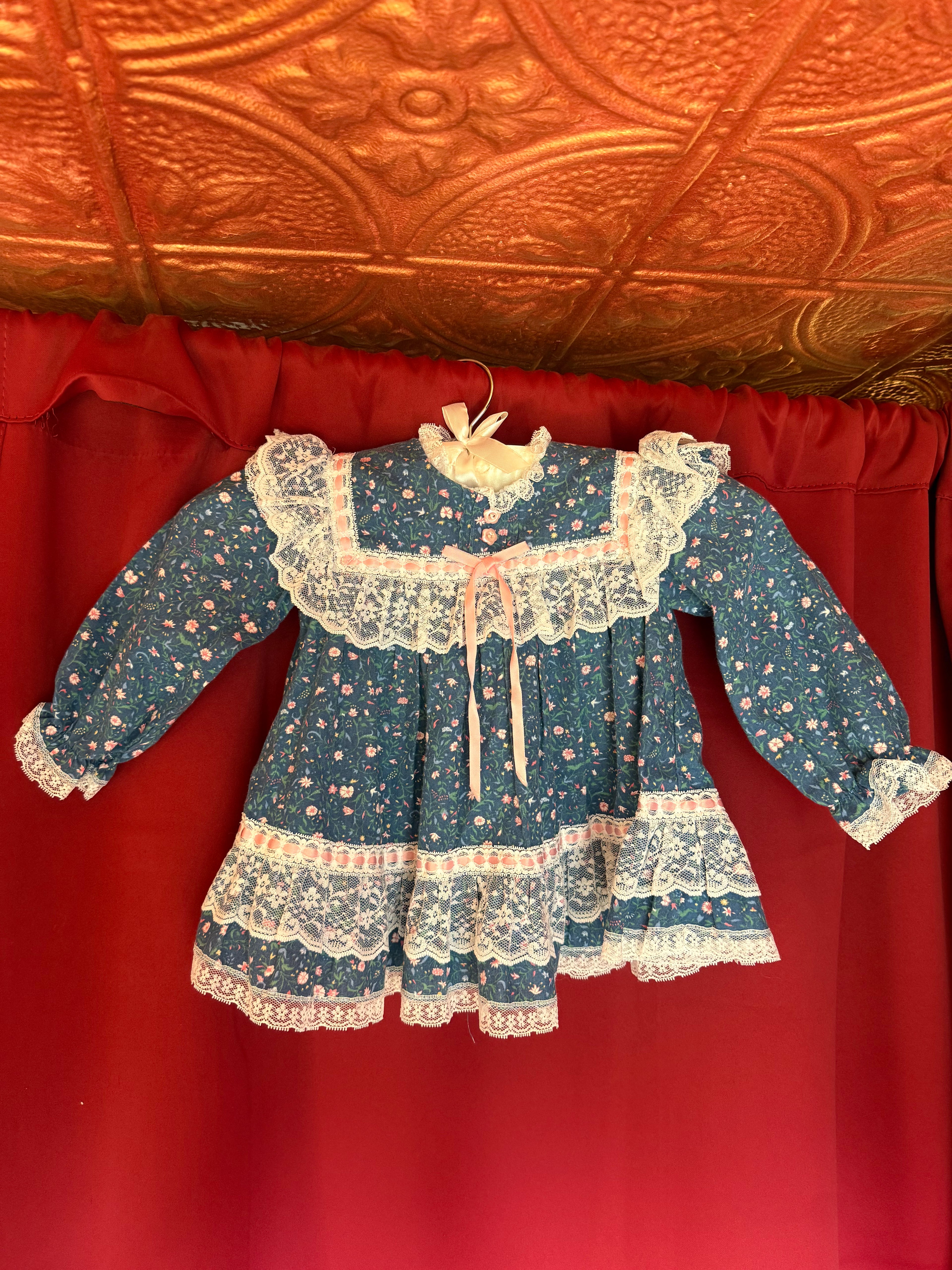 1980s Blue Floral Gunne Sax Baby Dress
