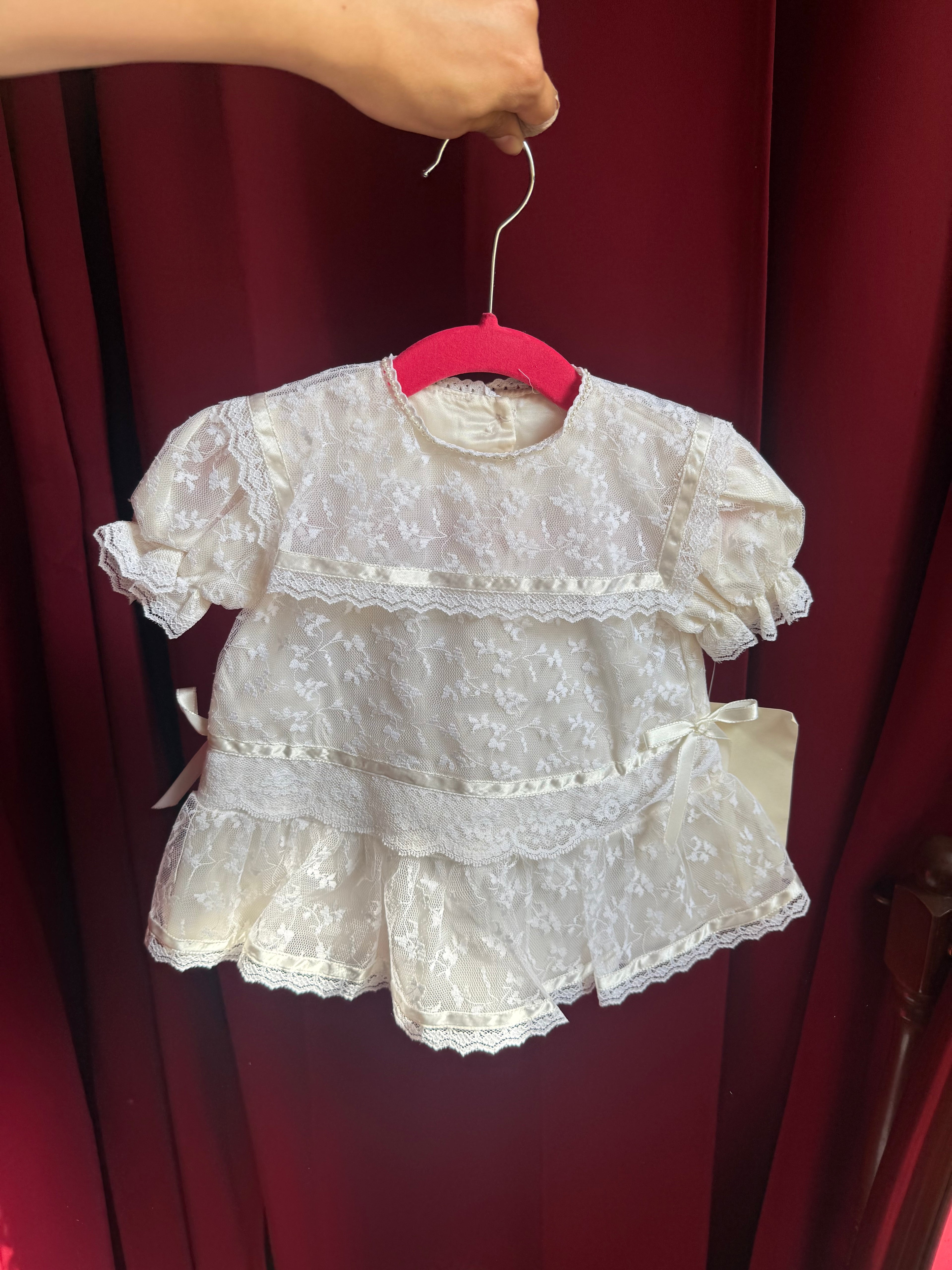 1980s Three Tier Gunne Sax Lace Baby Dress