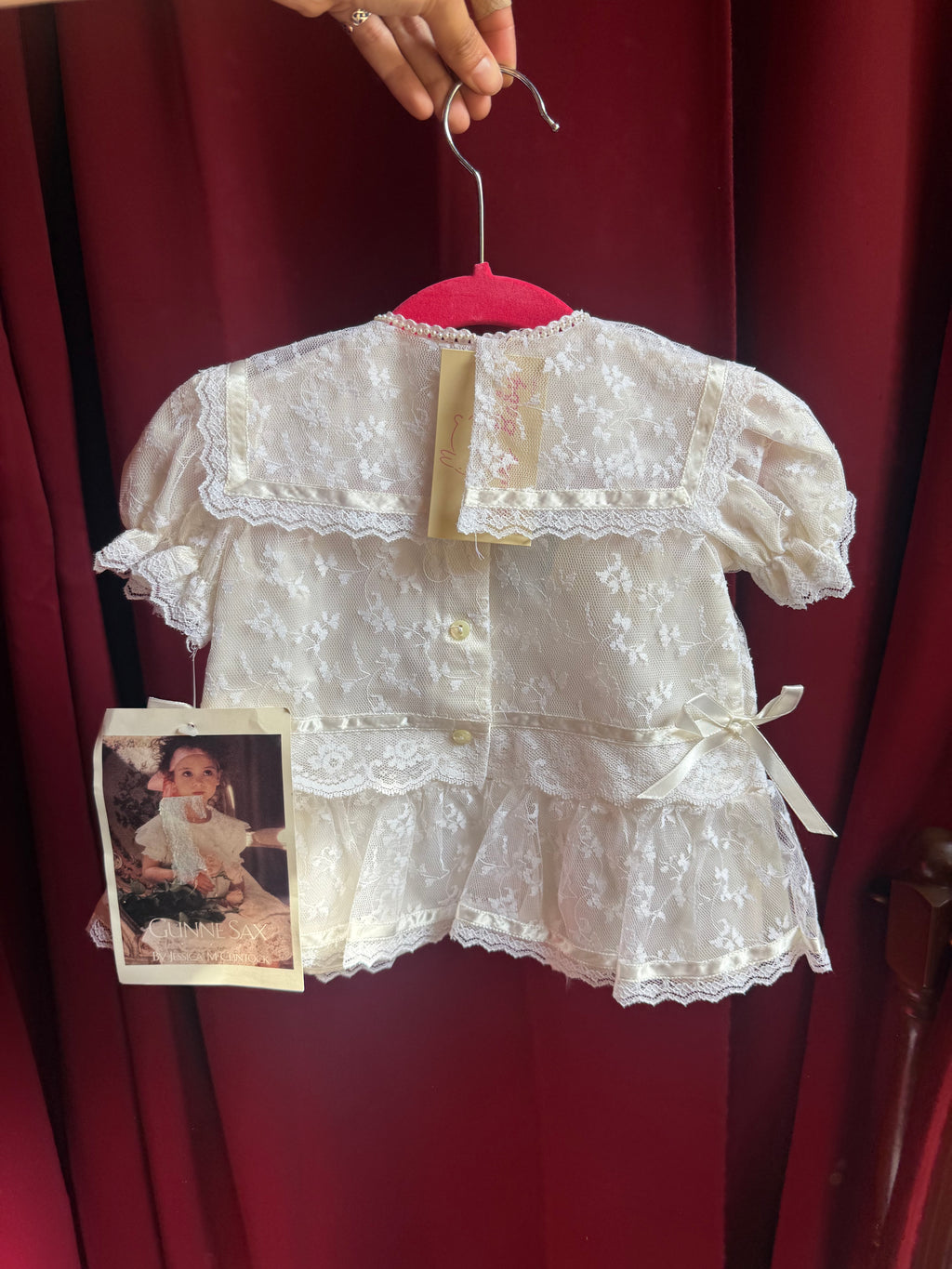 1980s Three Tier Gunne Sax Lace Baby Dress