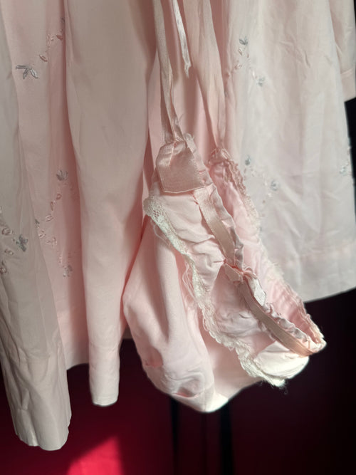 1940s Blush Pink Christening Gown & Bonnet Set