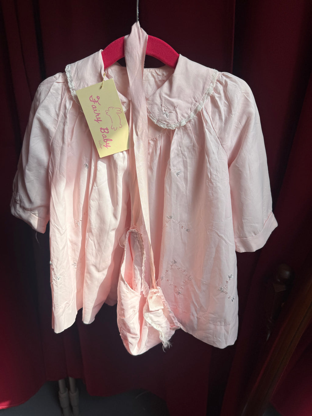 1940s Blush Pink Christening Gown & Bonnet Set