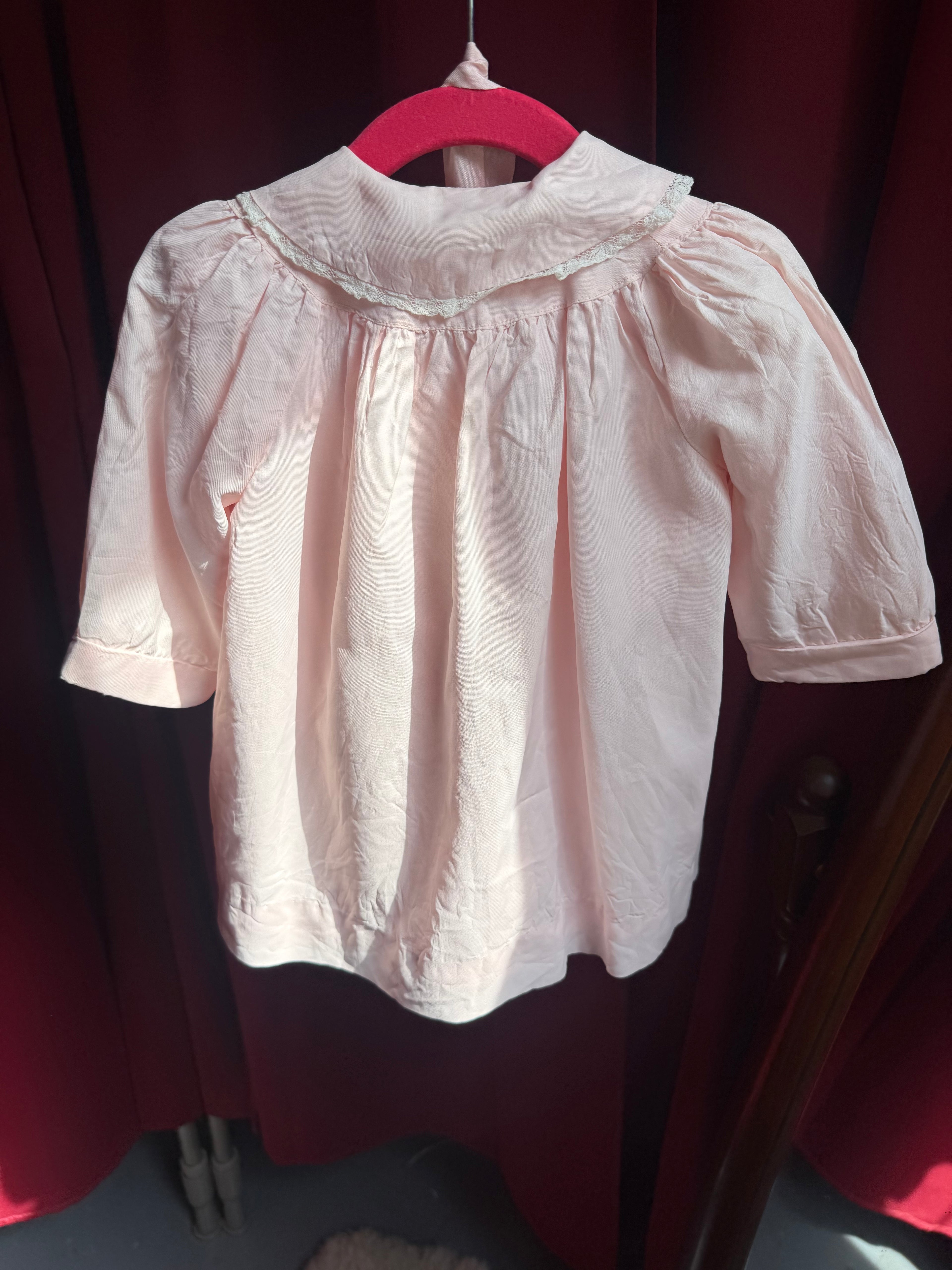 1940s Blush Pink Christening Gown & Bonnet Set