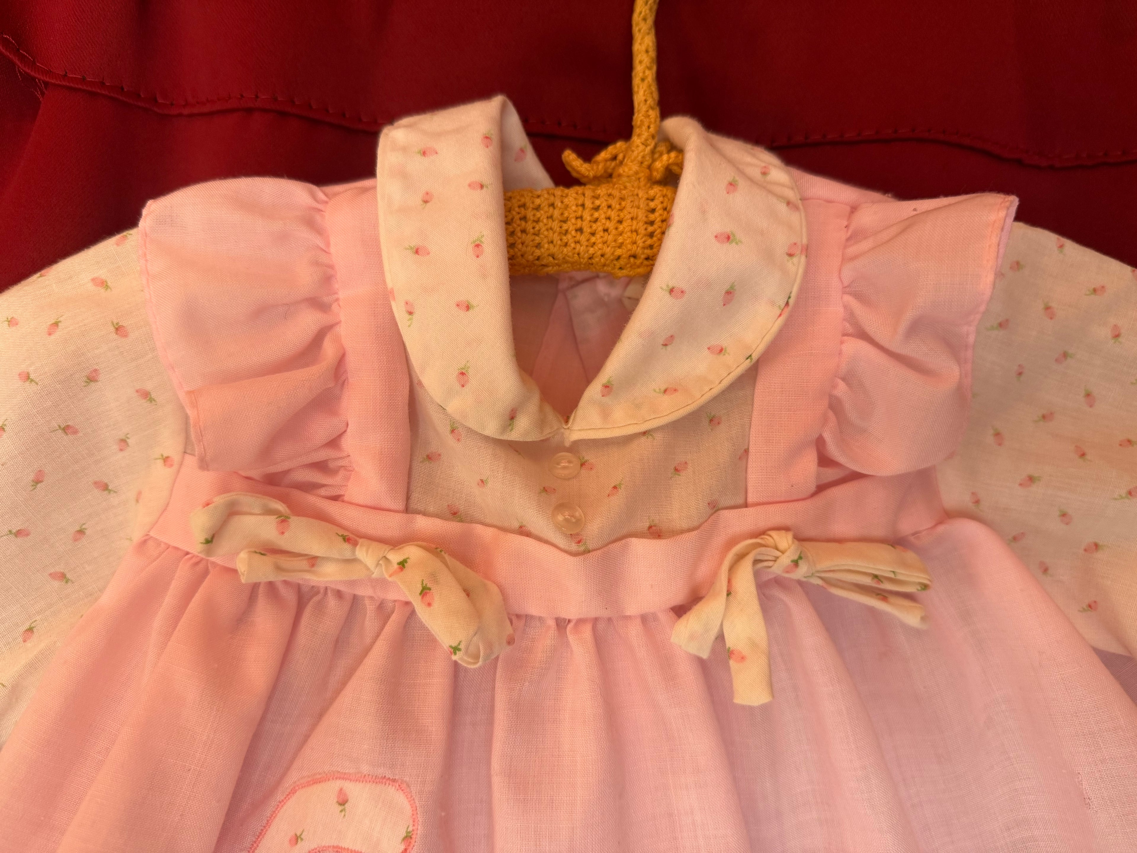 Late 1960s Baby Togs by Haddad Brothers Pink Kitty Baby Dress