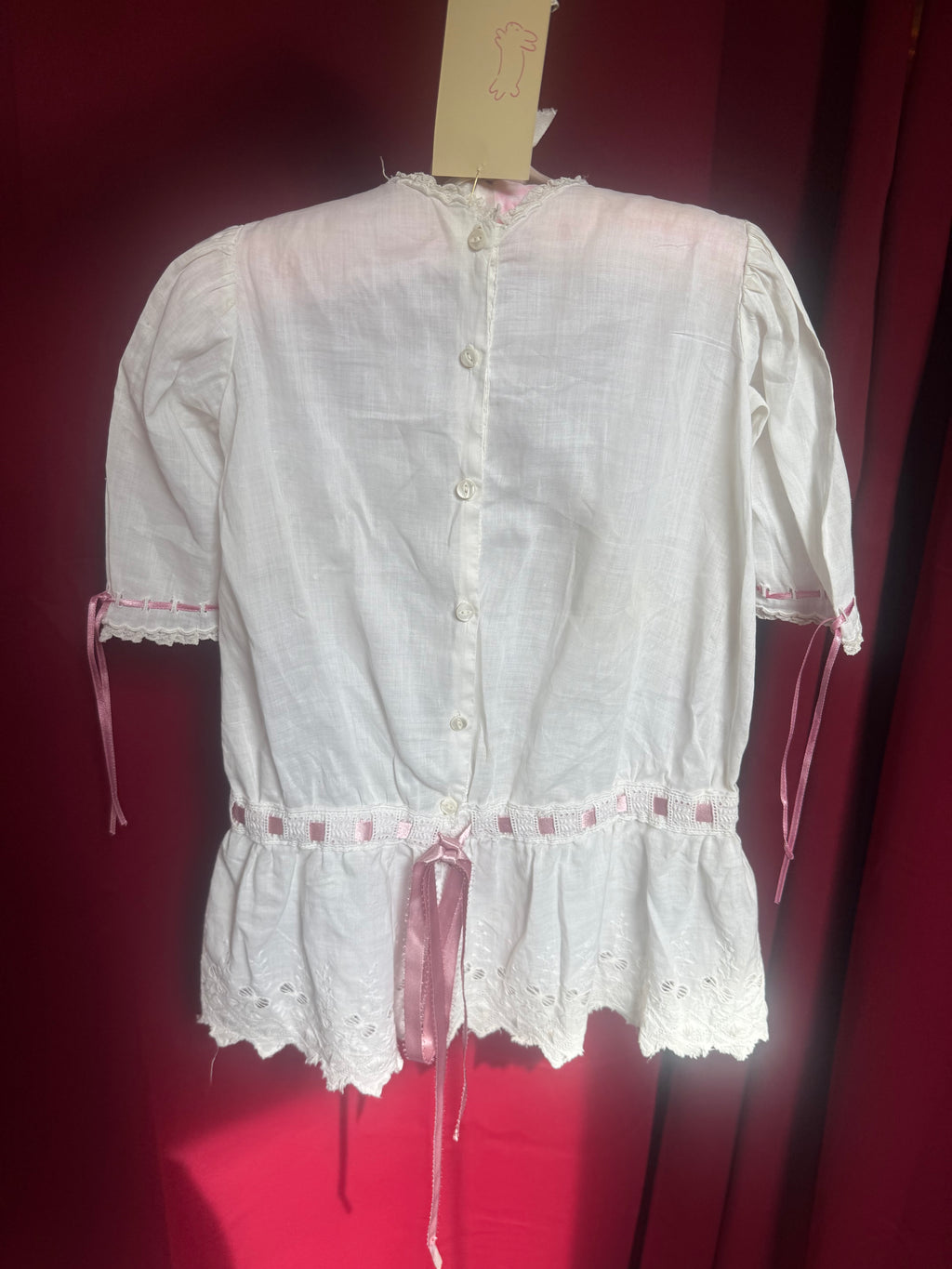 Rare Victorian Pink Ribbon Baby Dress