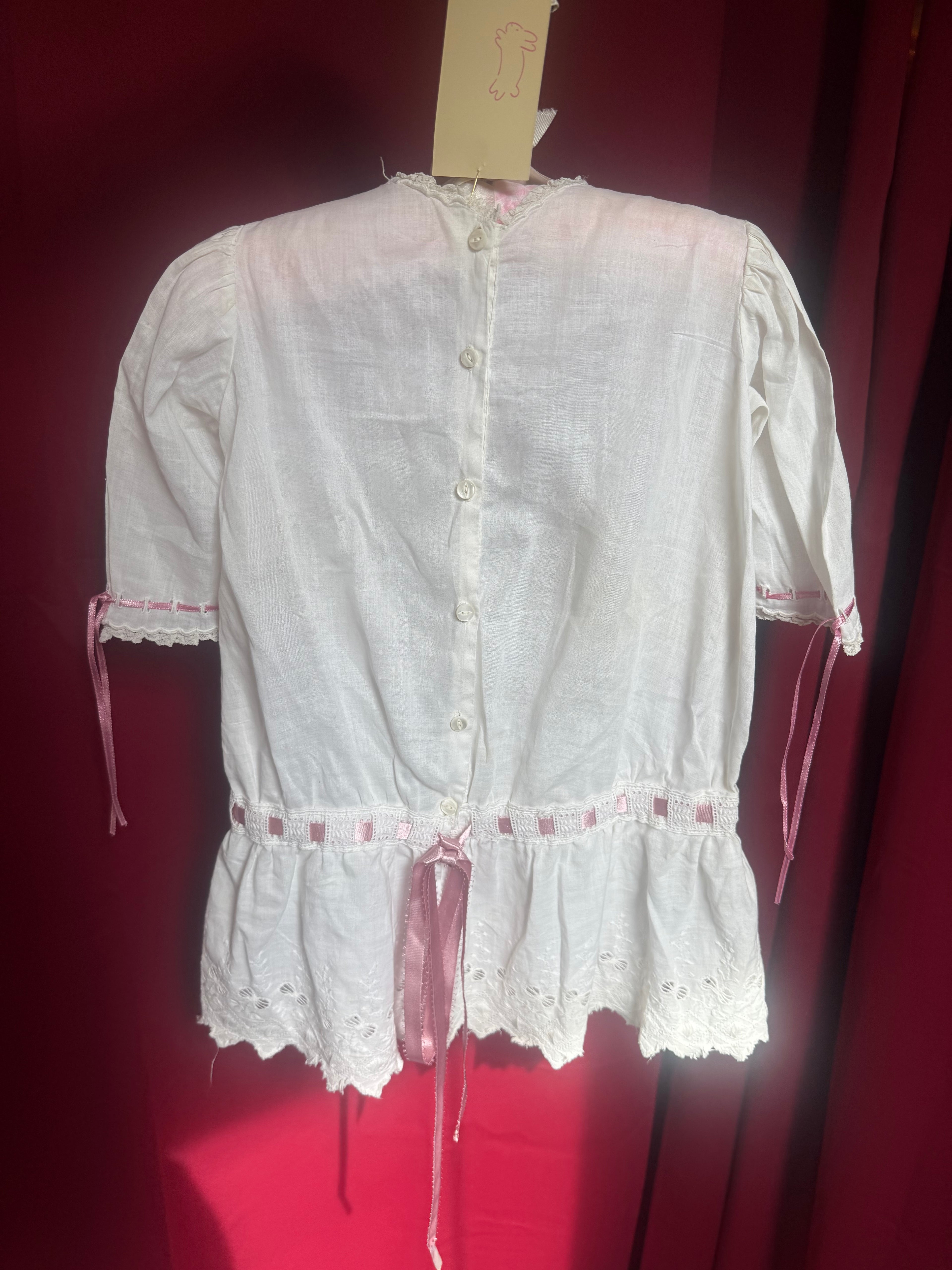 Rare Victorian Pink Ribbon Baby Dress