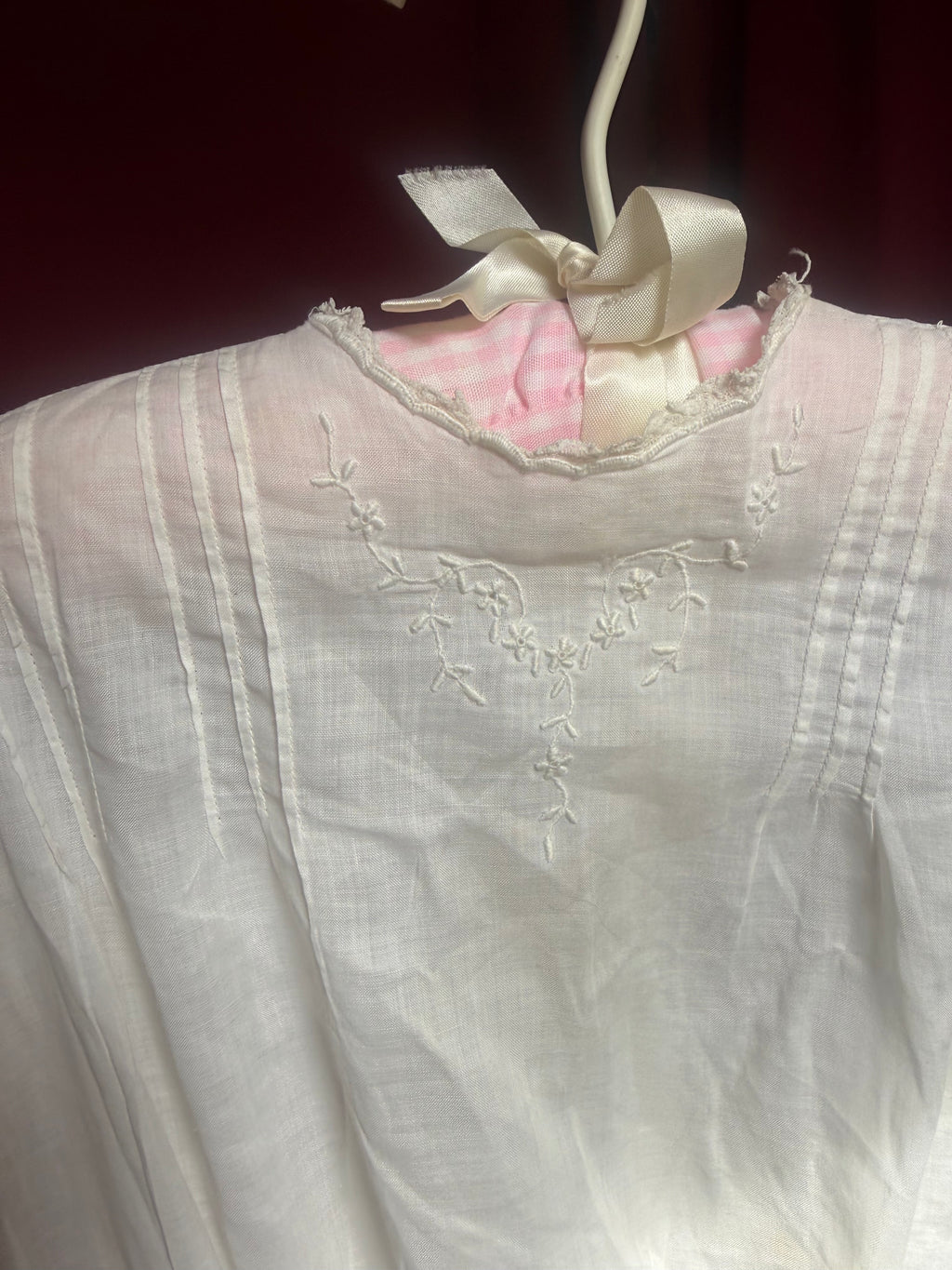 Rare Victorian Pink Ribbon Baby Dress