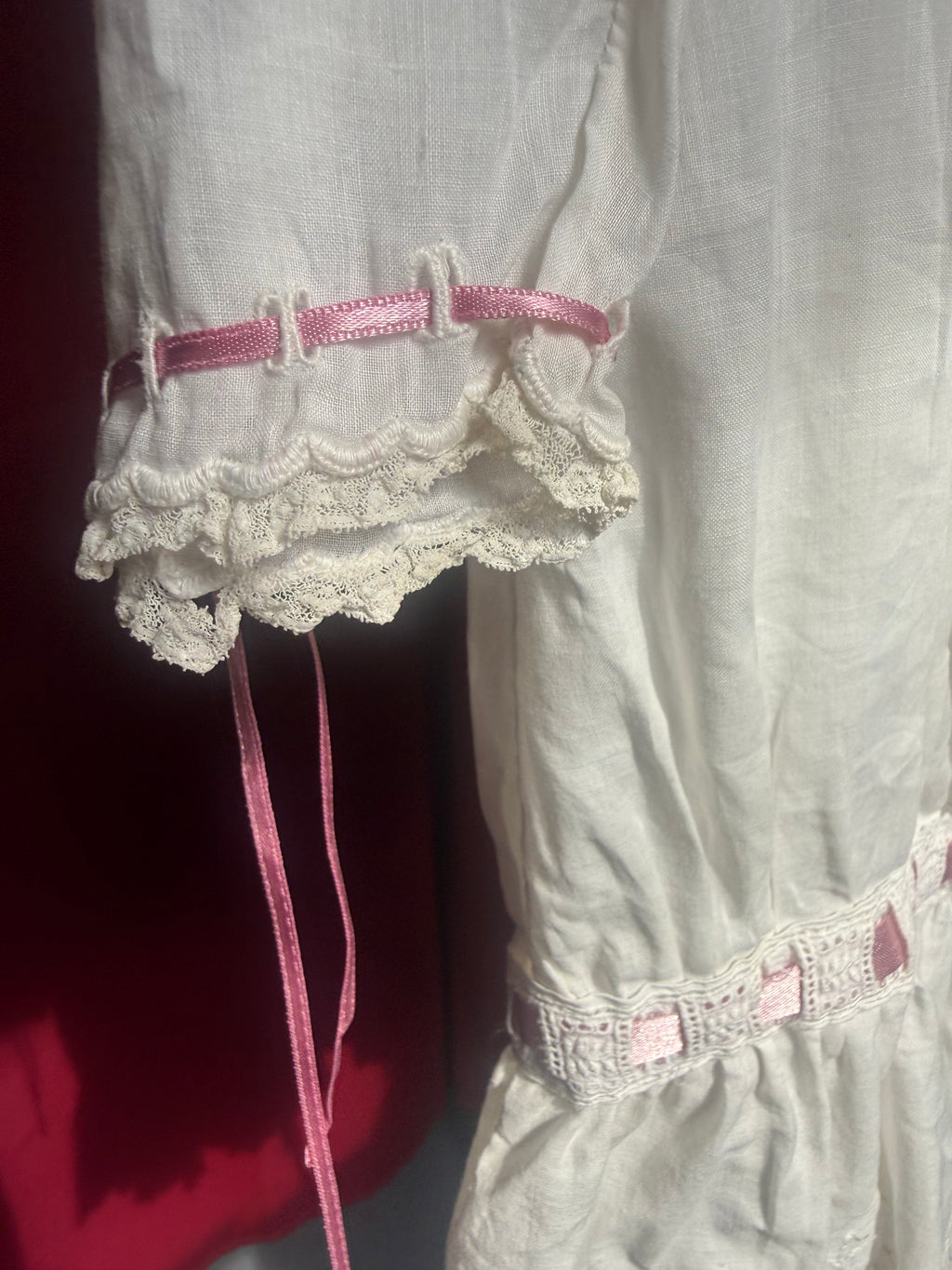 Rare Victorian Pink Ribbon Baby Dress