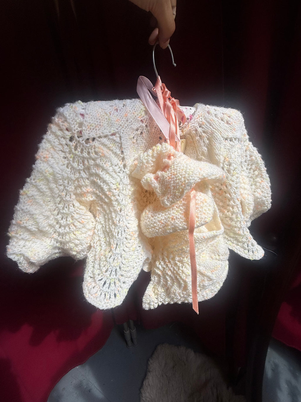 Peaches & Cream Hand Knit Baby Set