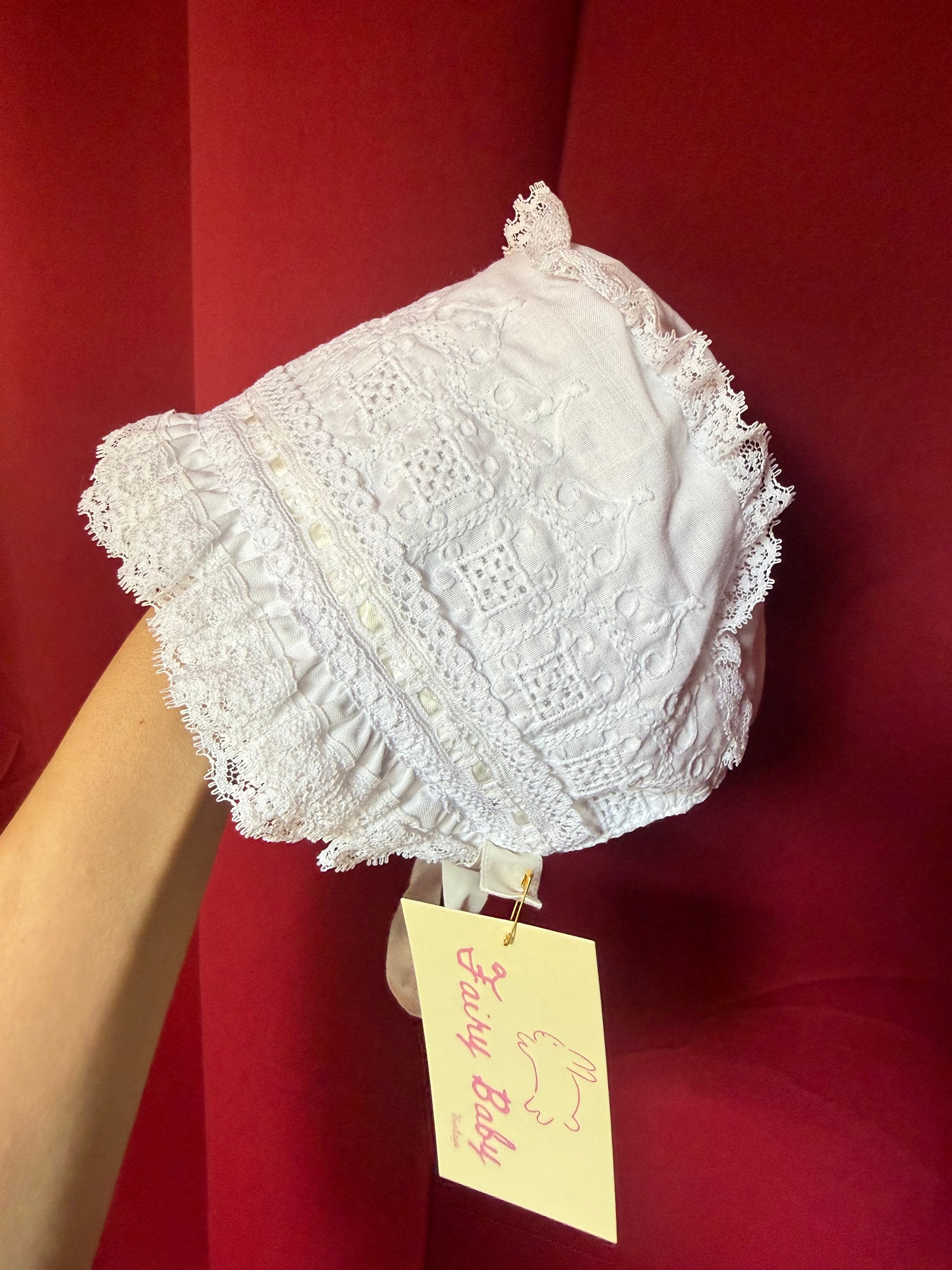 Victorian Angel's Lace Baby Bonnet