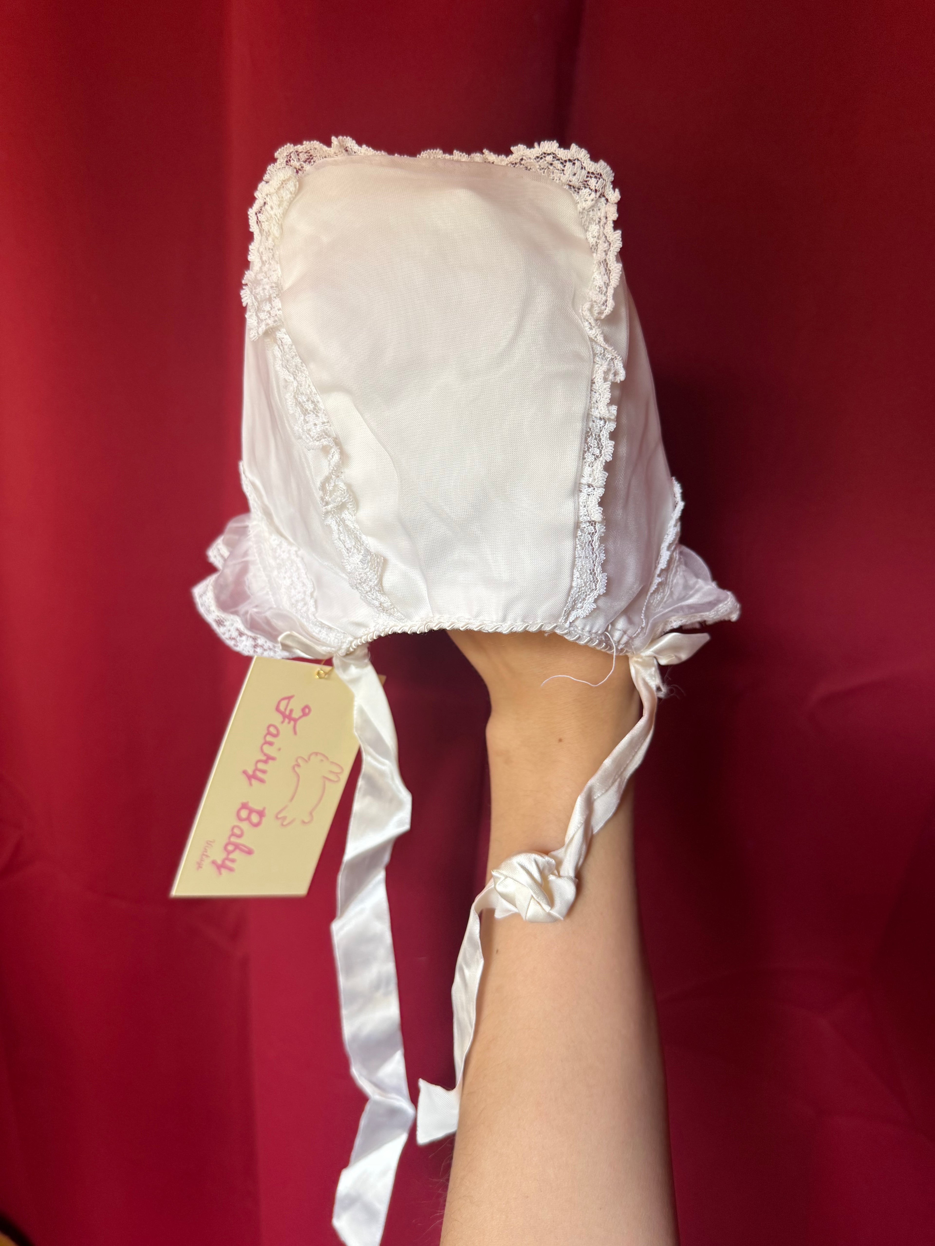 Victorian Snowdrop Lace Baby Bonnet