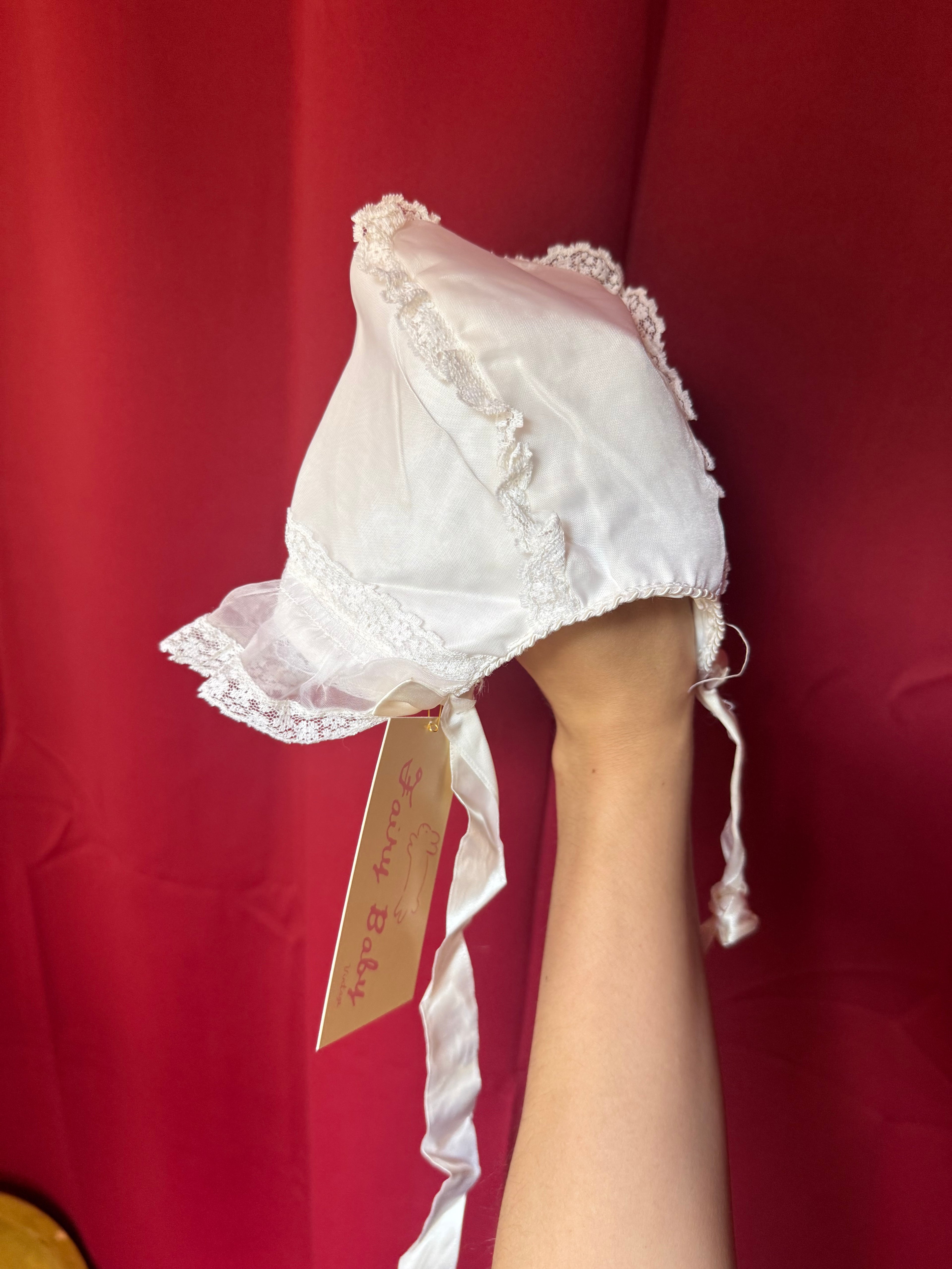 Victorian Snowdrop Lace Baby Bonnet