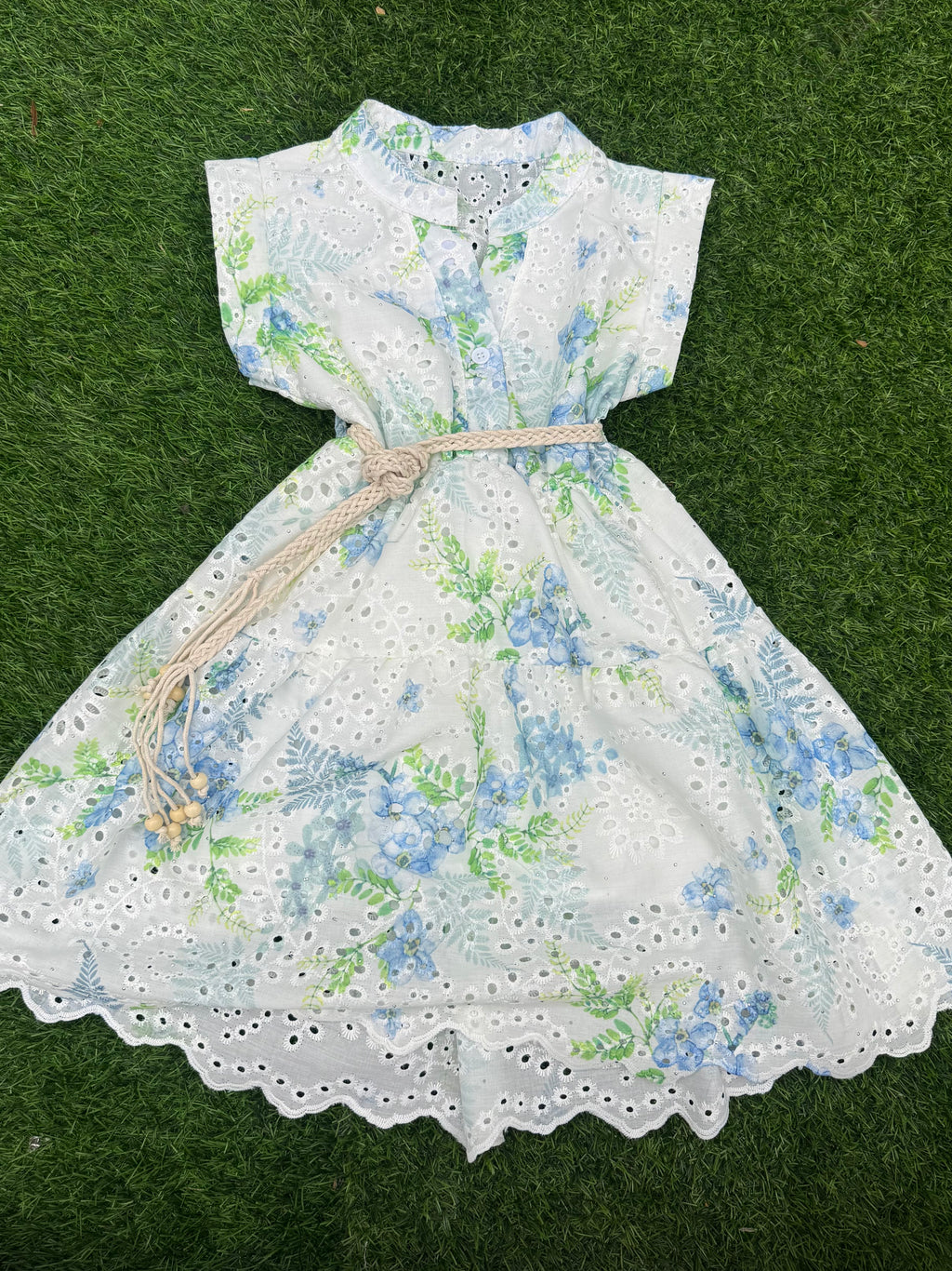 Italian Made Blue Wildflower Toddler Dress