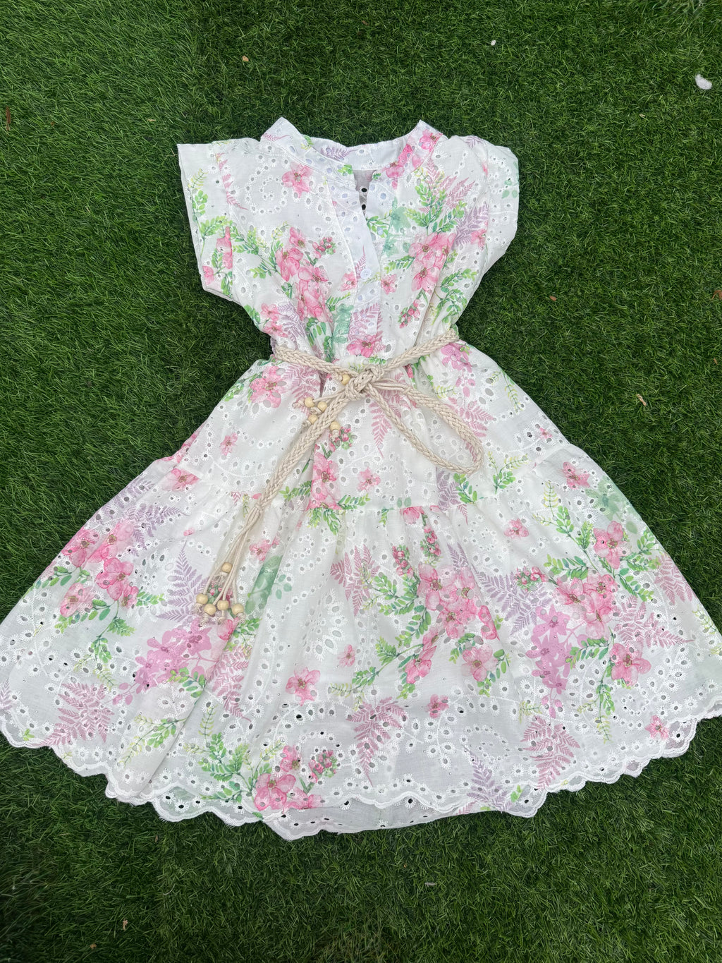 Italian Made Pink Wildflower Toddler Dress