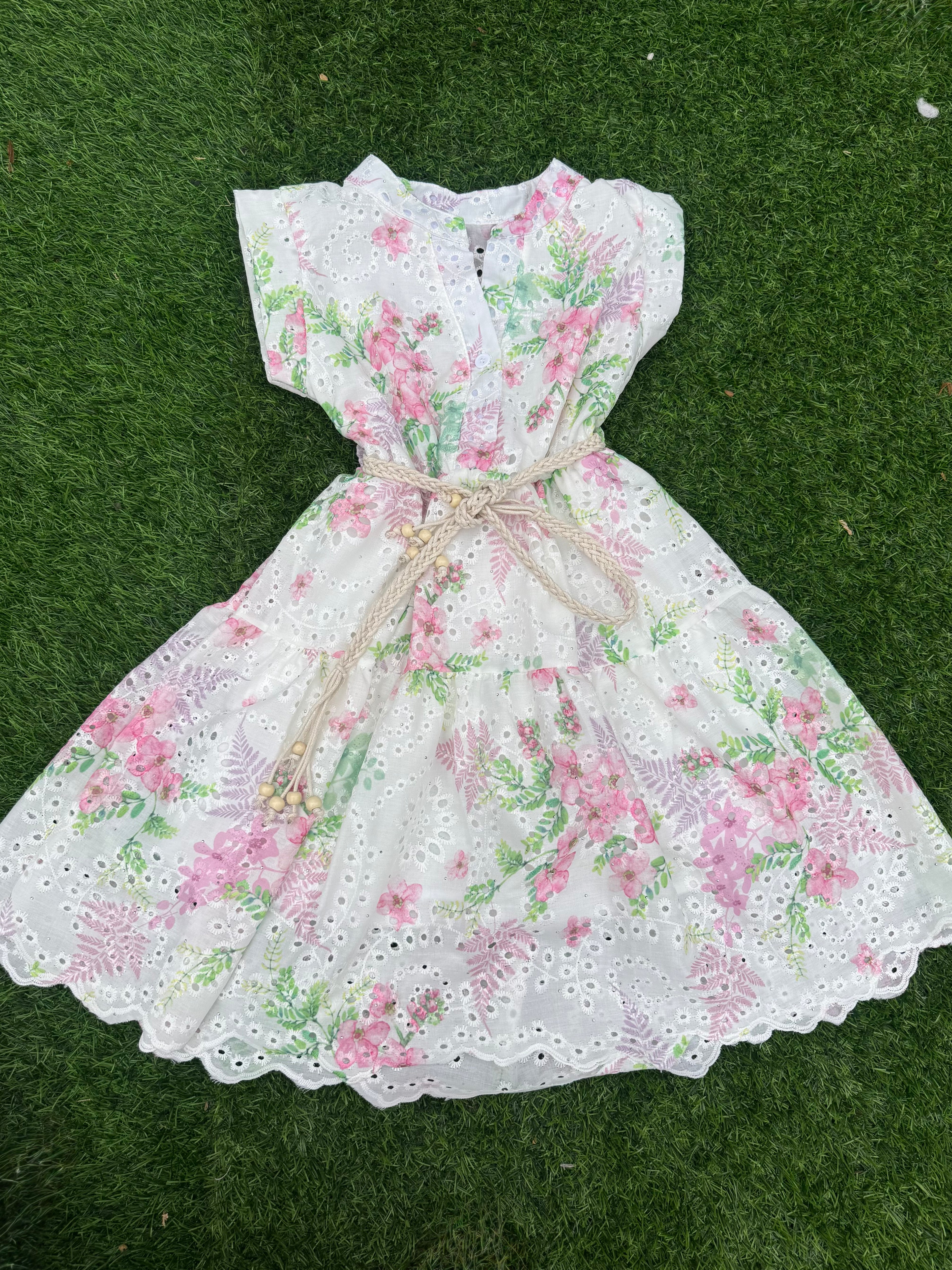 Italian Made Pink Wildflower Toddler Dress