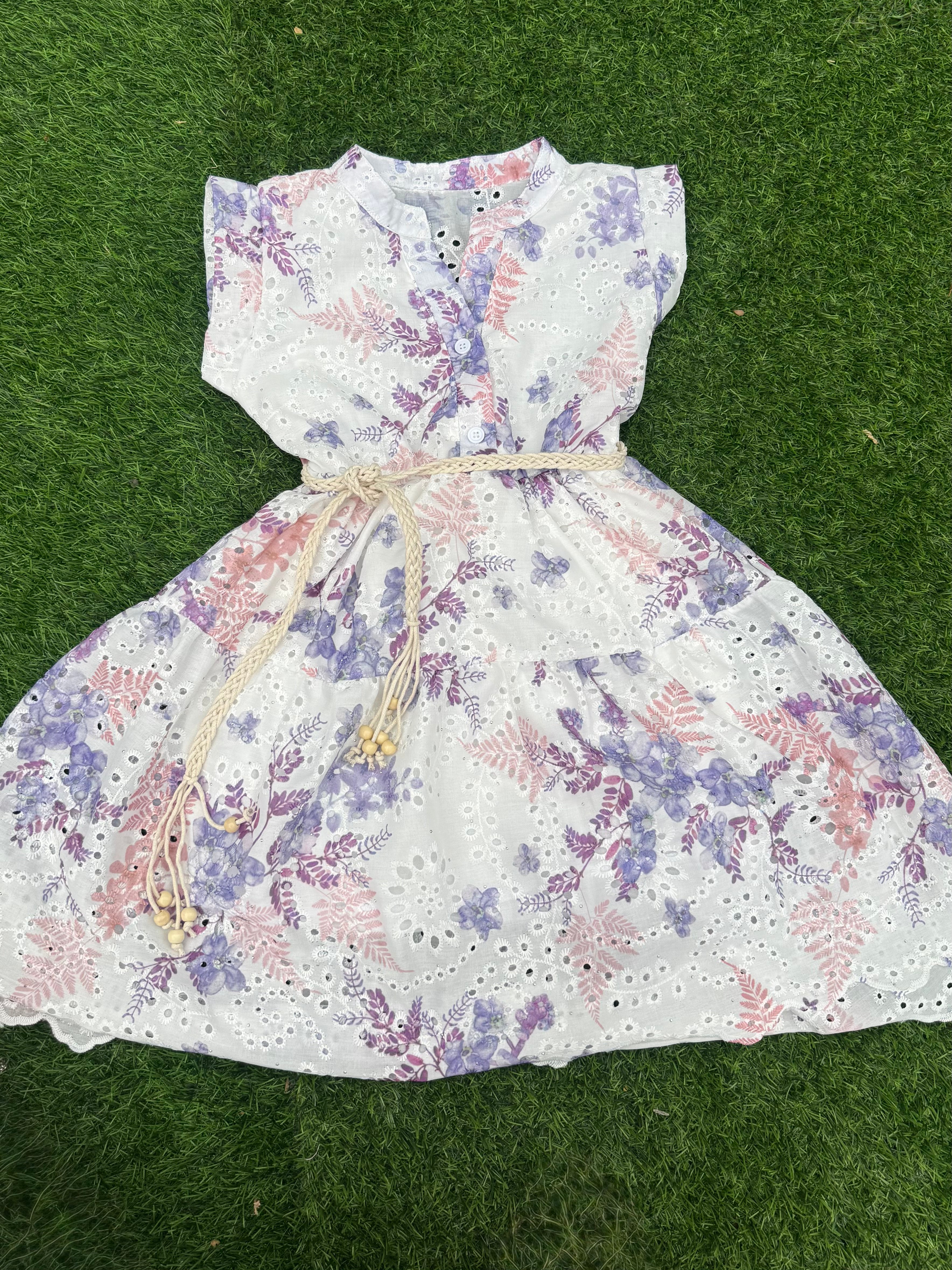 Italian Made Lavender Wildflower Toddler Dress