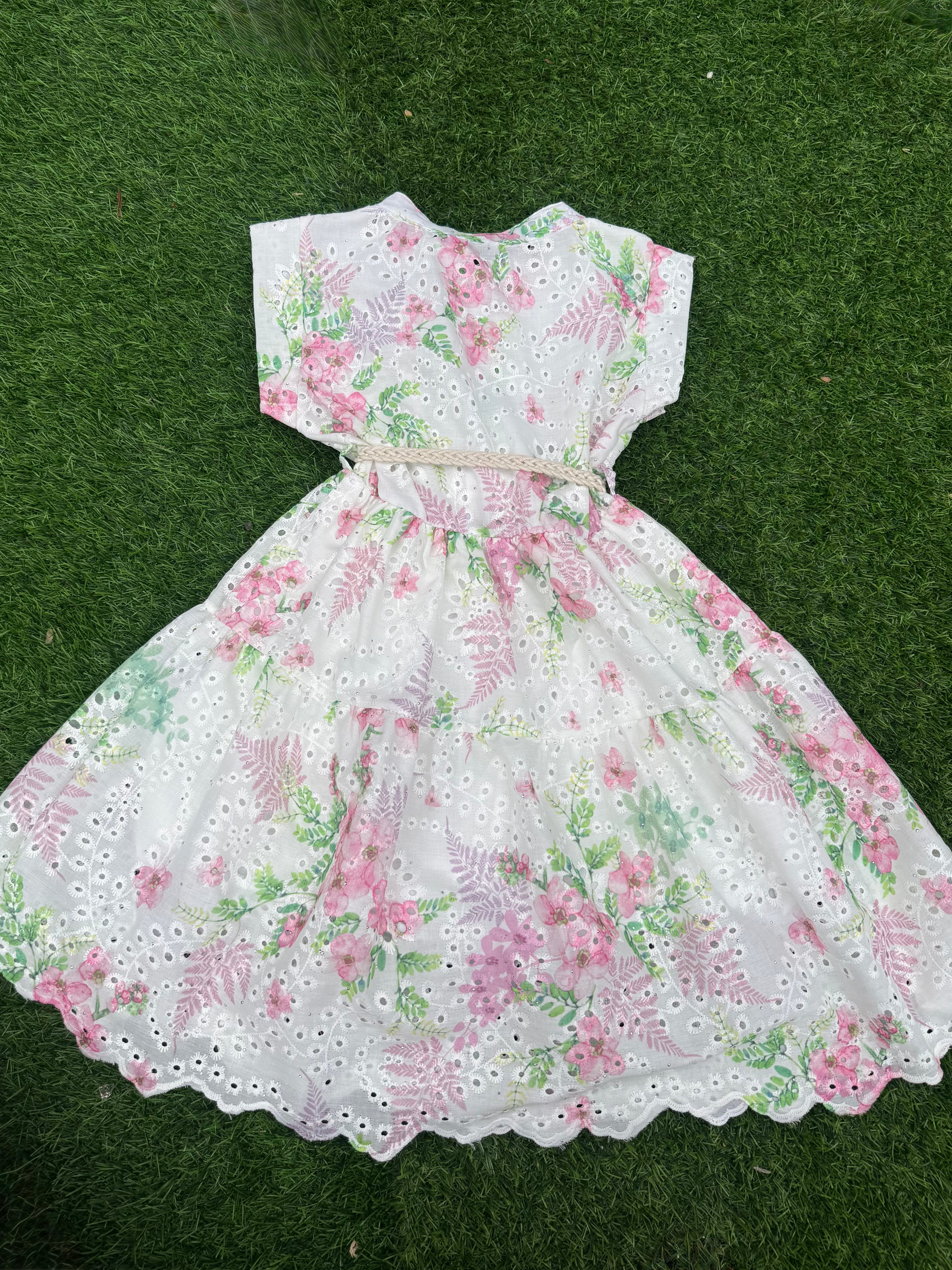 Italian Made Pink Wildflower Toddler Dress