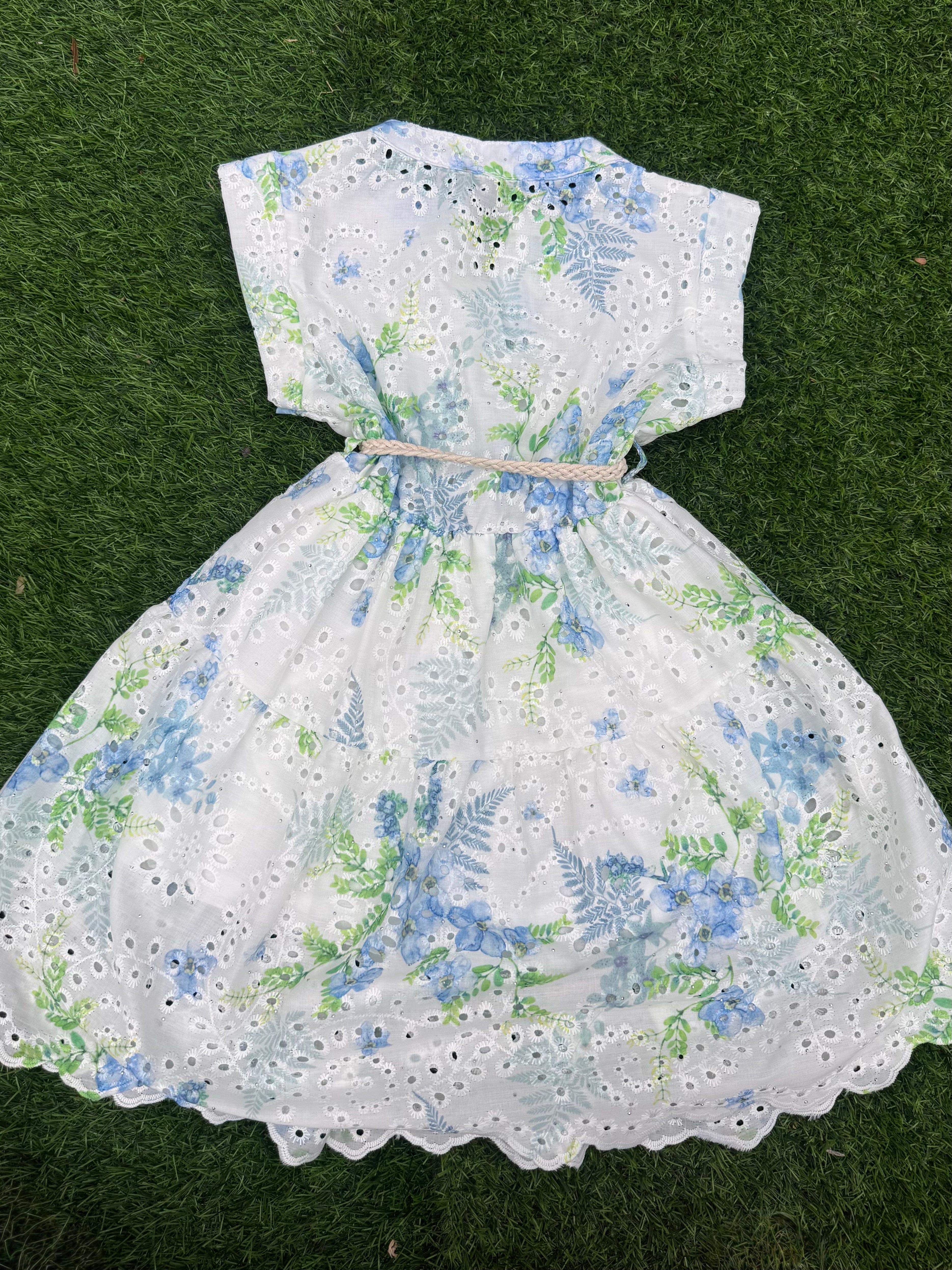 Italian Made Blue Wildflower Toddler Dress