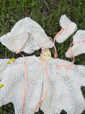 Peaches & Cream Hand Knit Baby Set